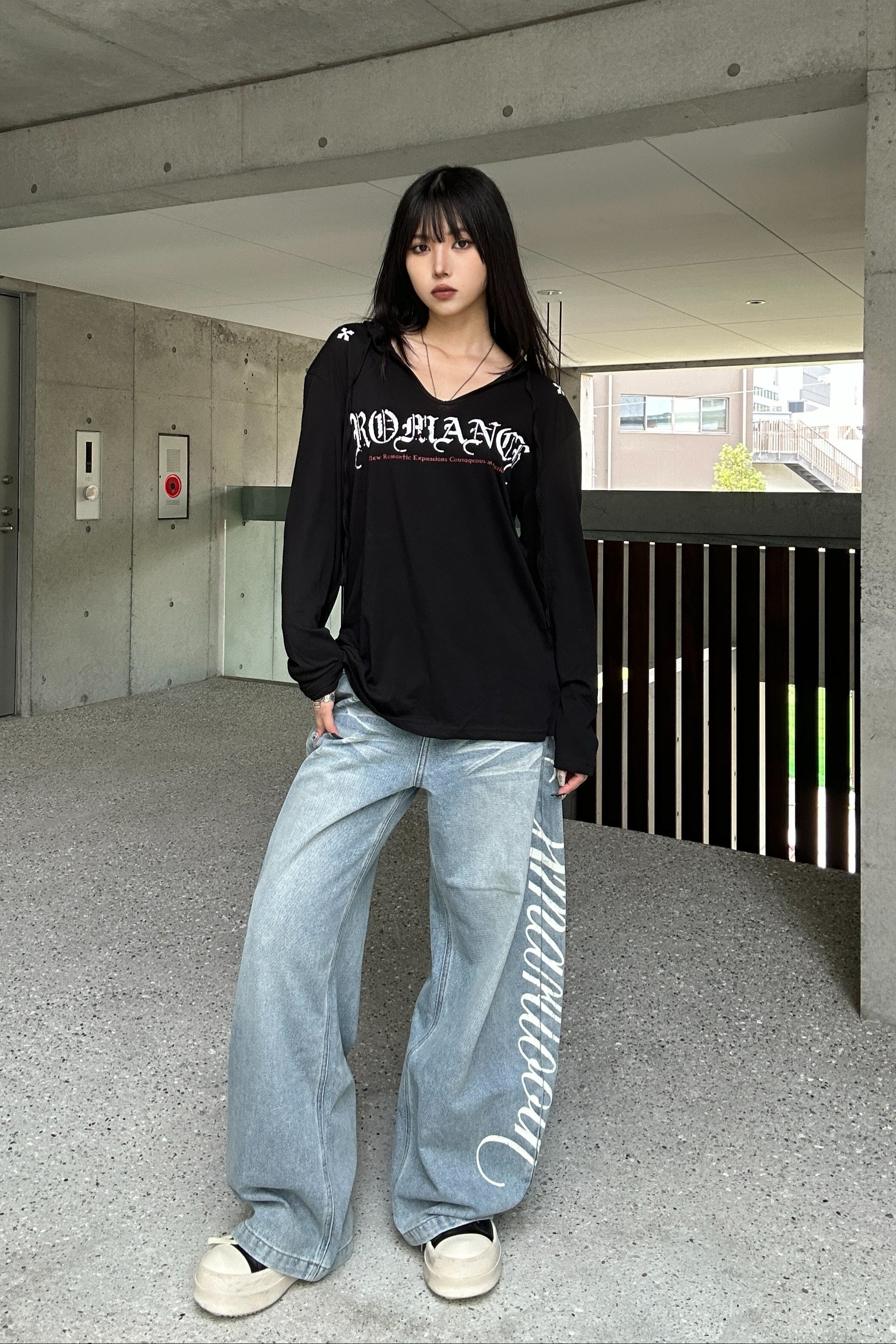 Shoulder Cross Hoodie Top KSG21035