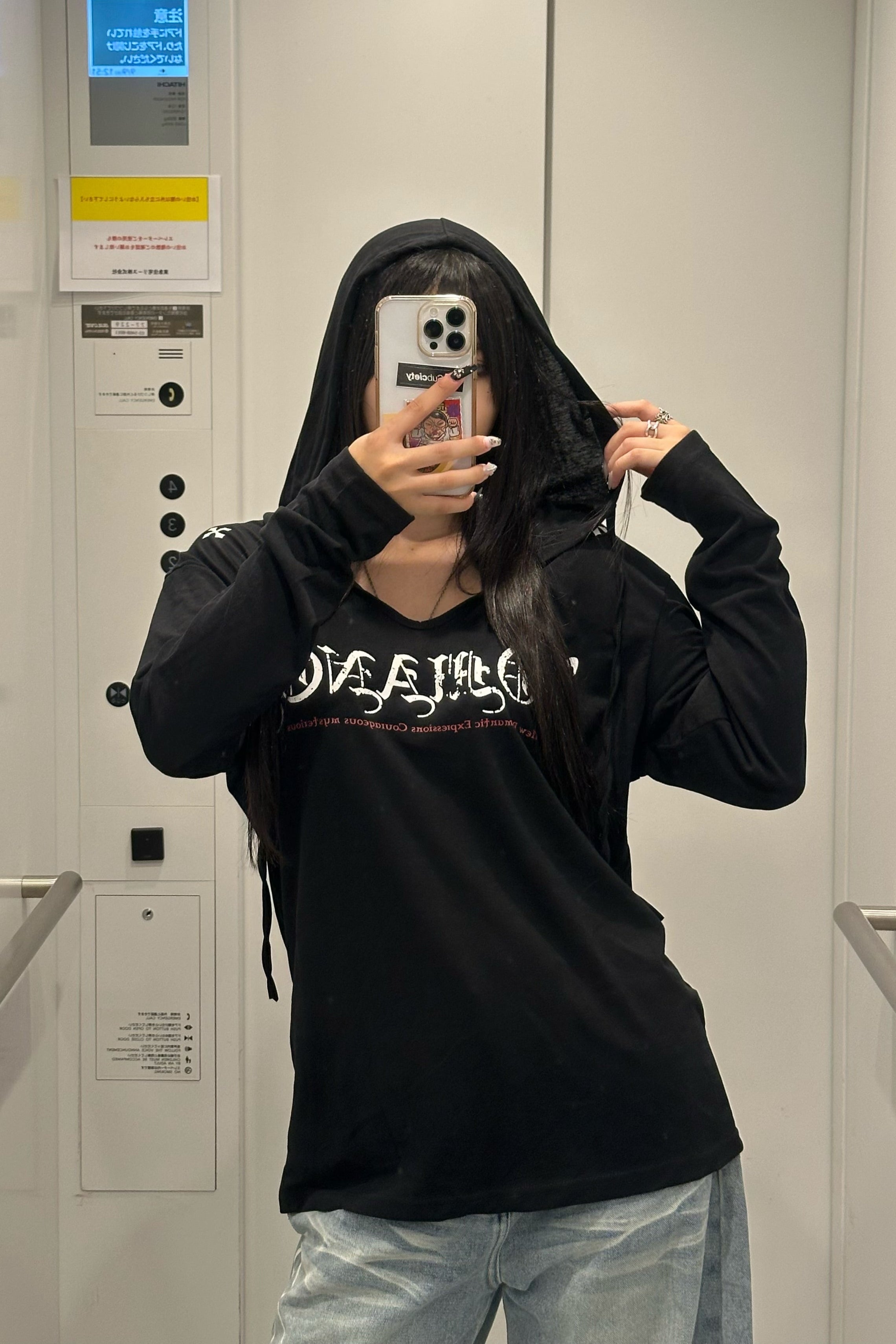Shoulder Cross Hoodie Top KSG21035