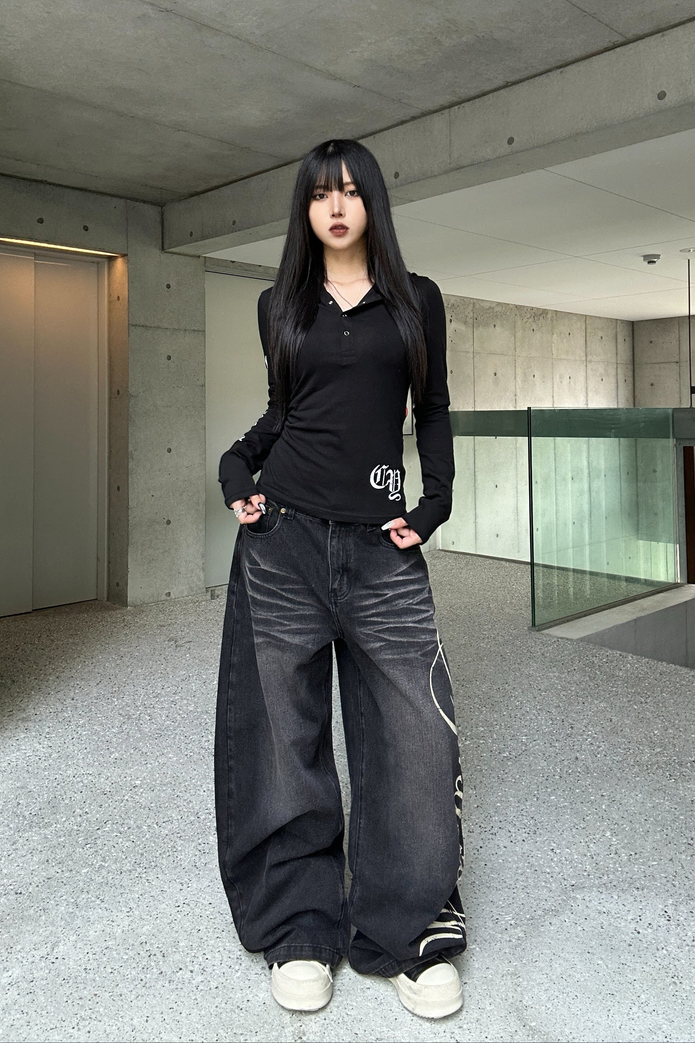 Side Lettering Balloon Denim KSG19343