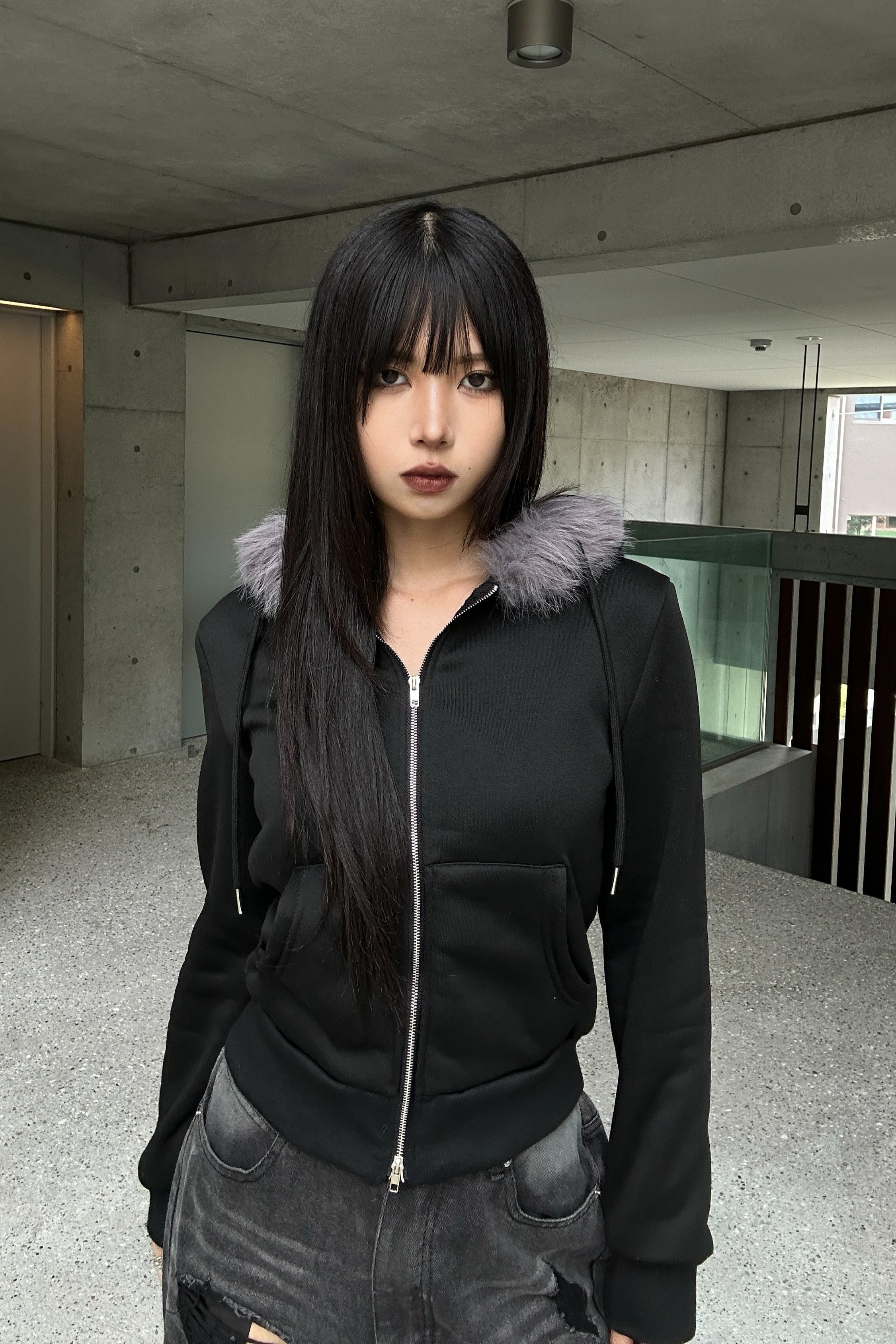 Hoodie Fur Double Zip Parker KSG20953