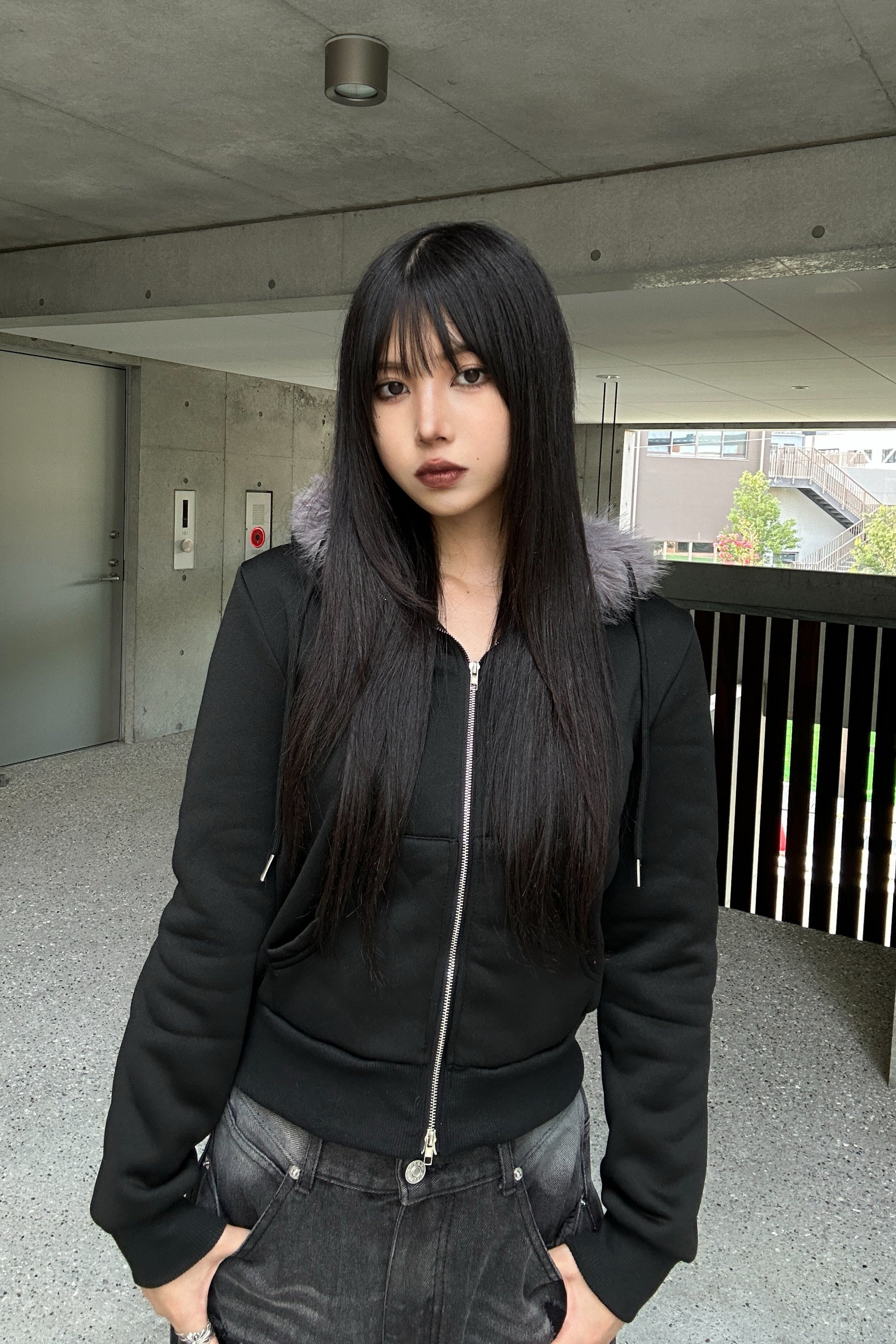 Hoodie Fur Double Zip Parker KSG20953