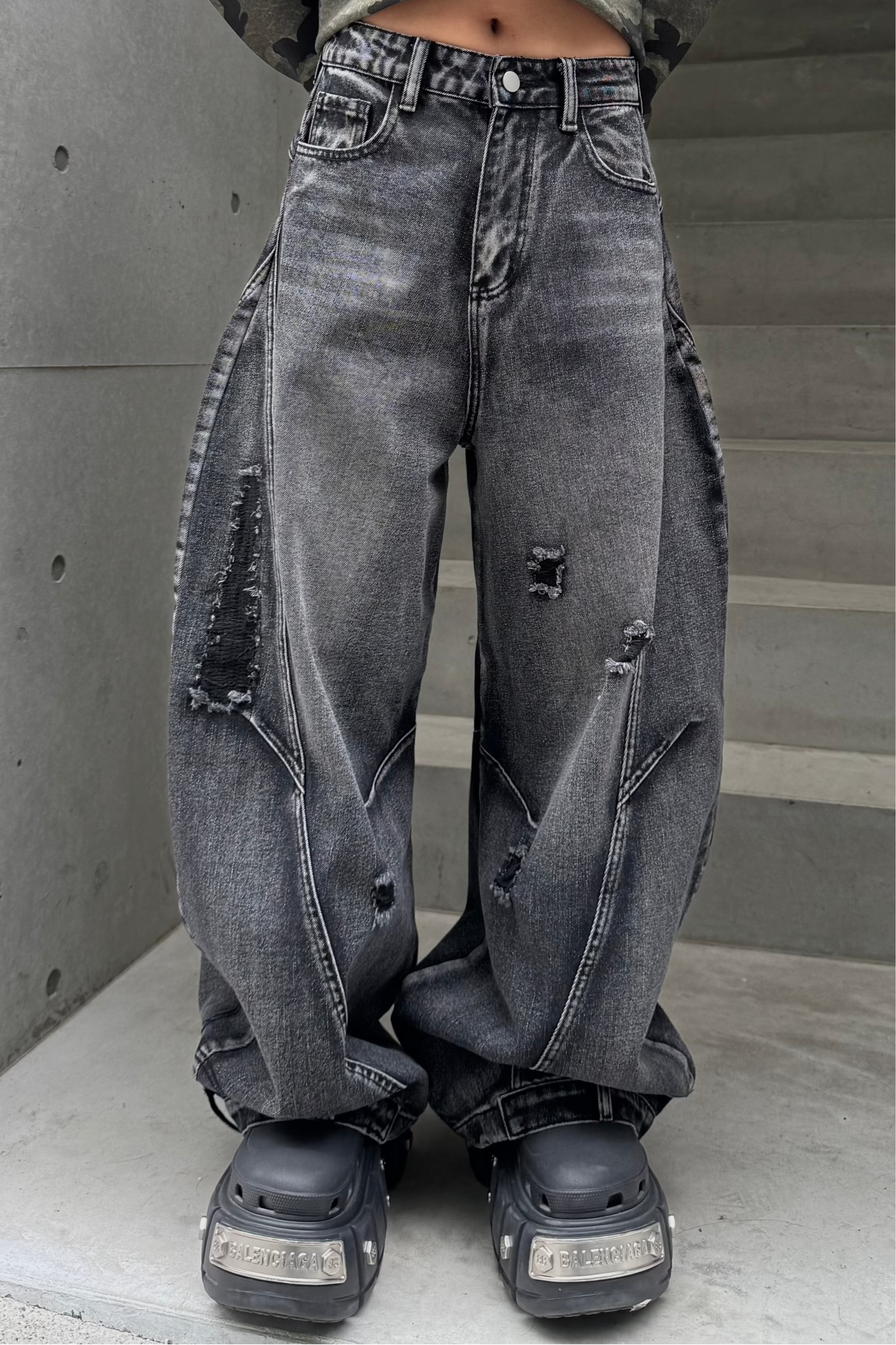 damage balloon denim KSG19267