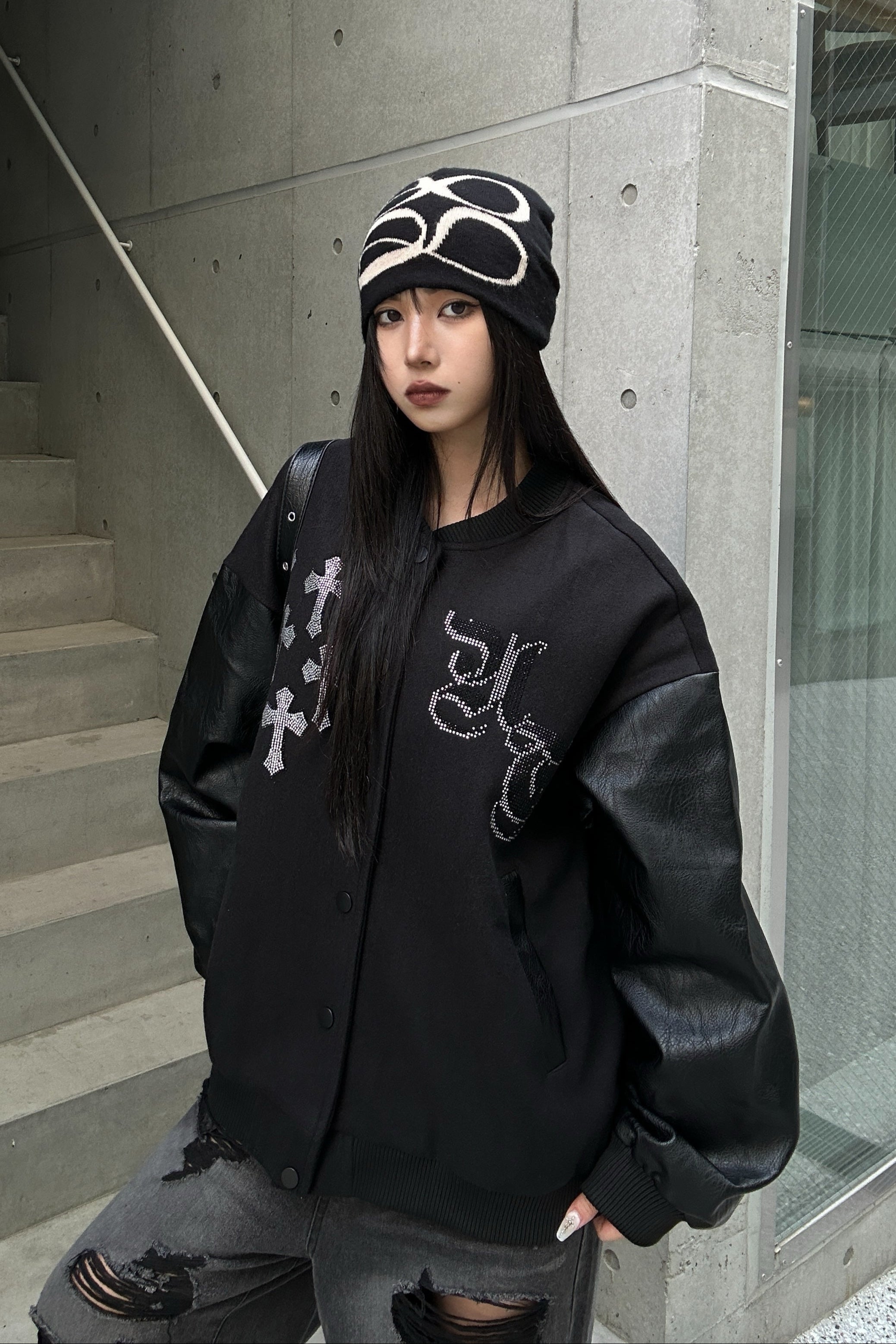 Rhinestone Cross Studium Jacket KSG30056