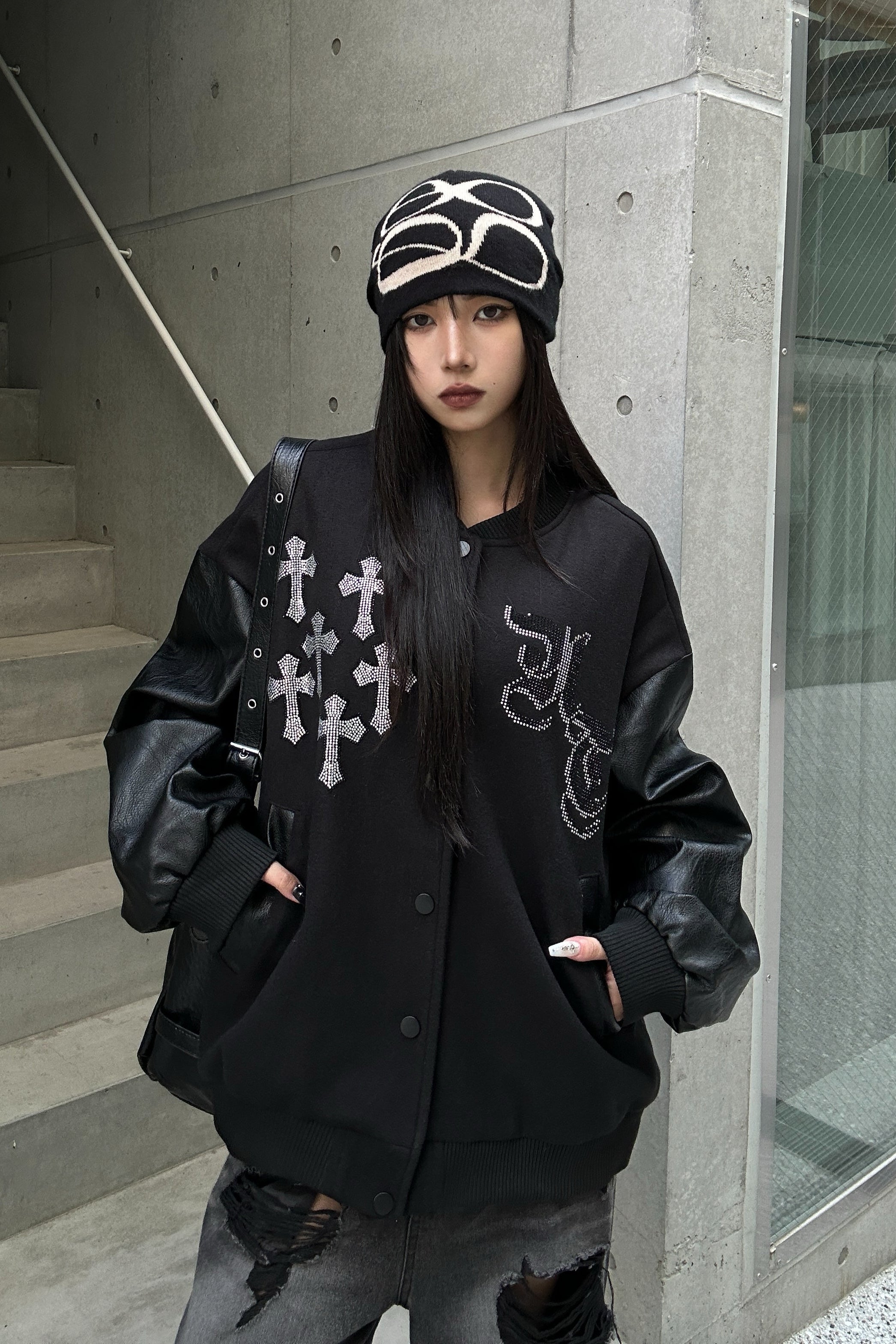 Rhinestone Cross Studium Jacket KSG30056
