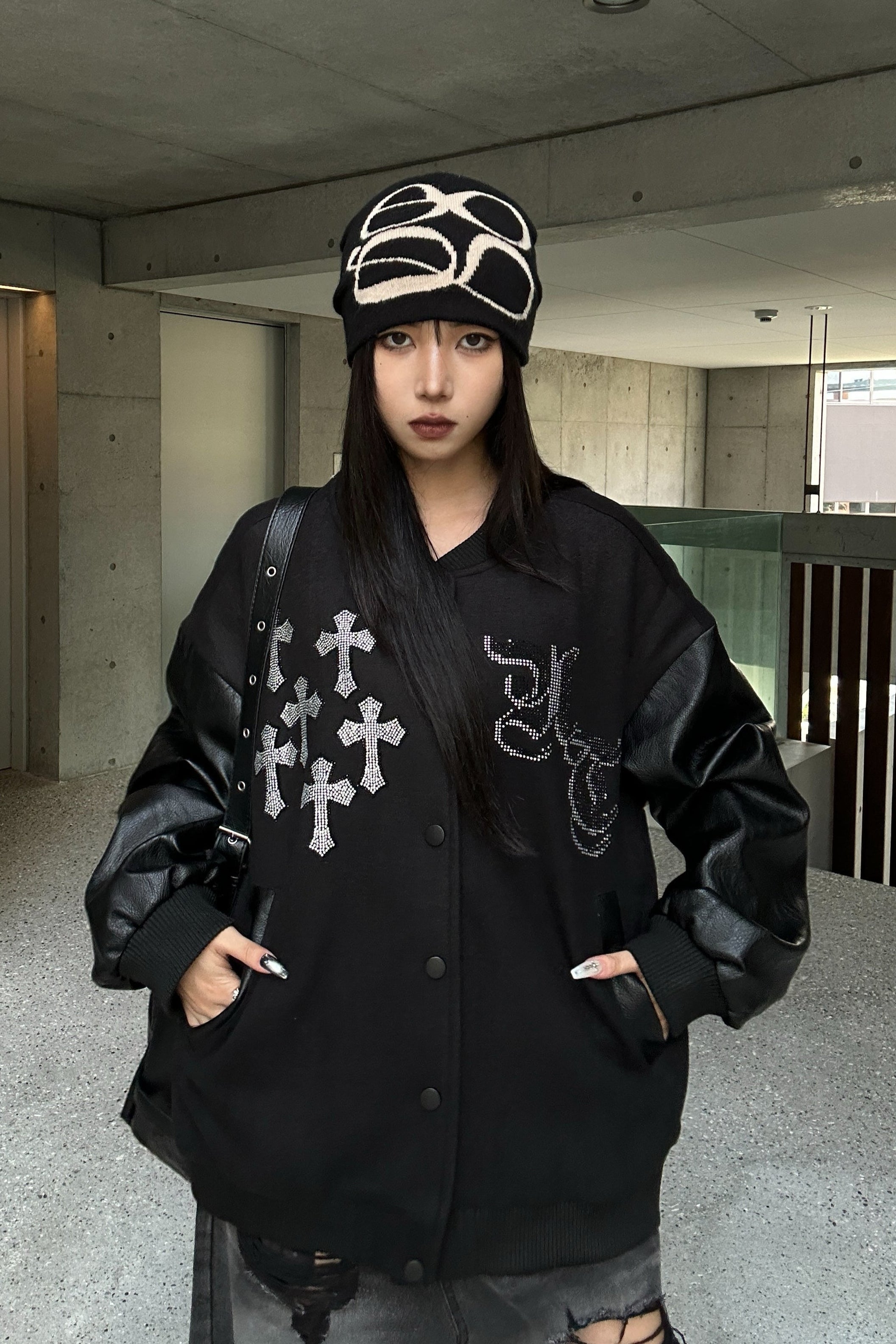 Rhinestone Cross Studium Jacket KSG30056