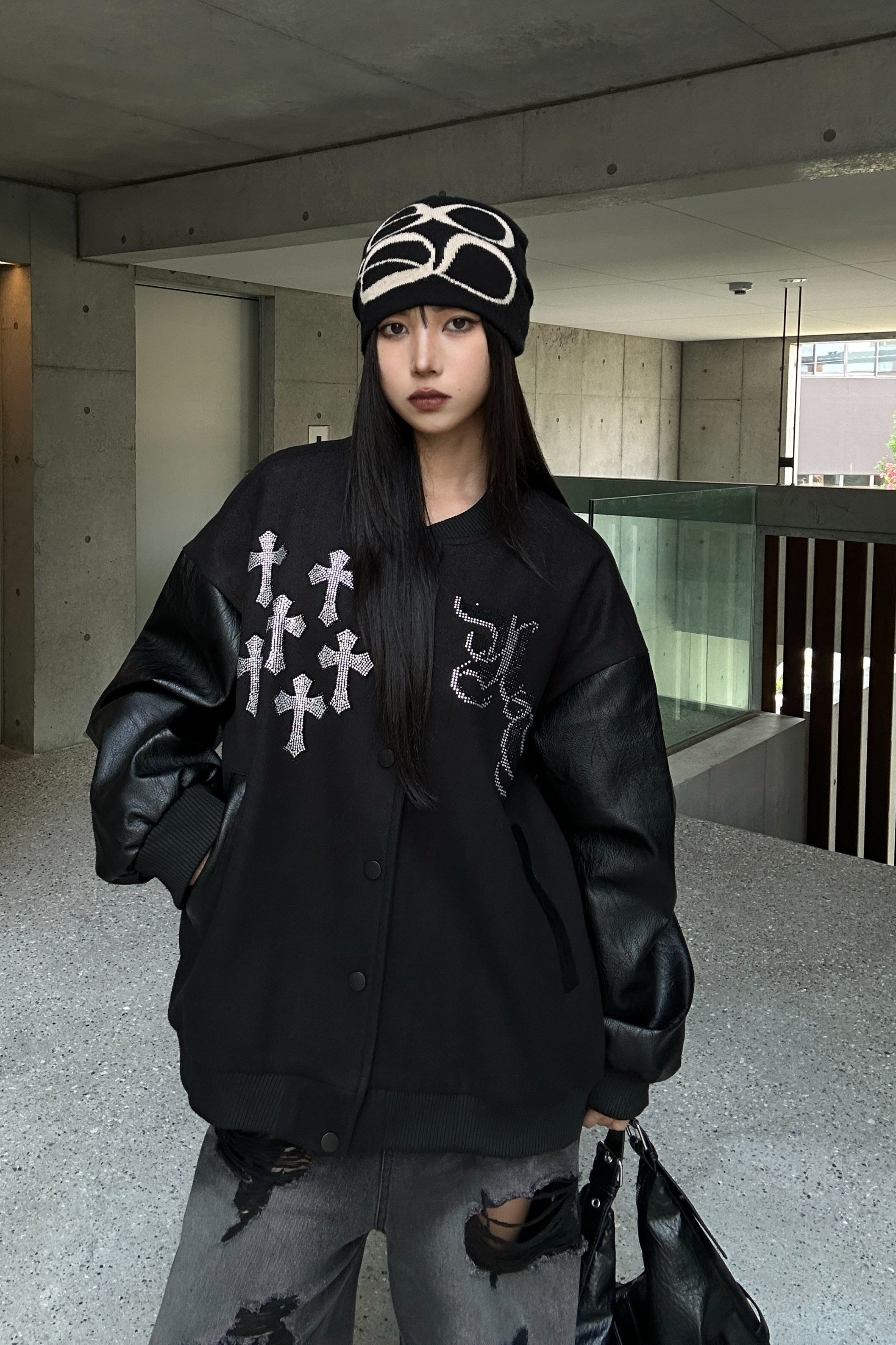 Rhinestone Cross Studium Jacket KSG30056