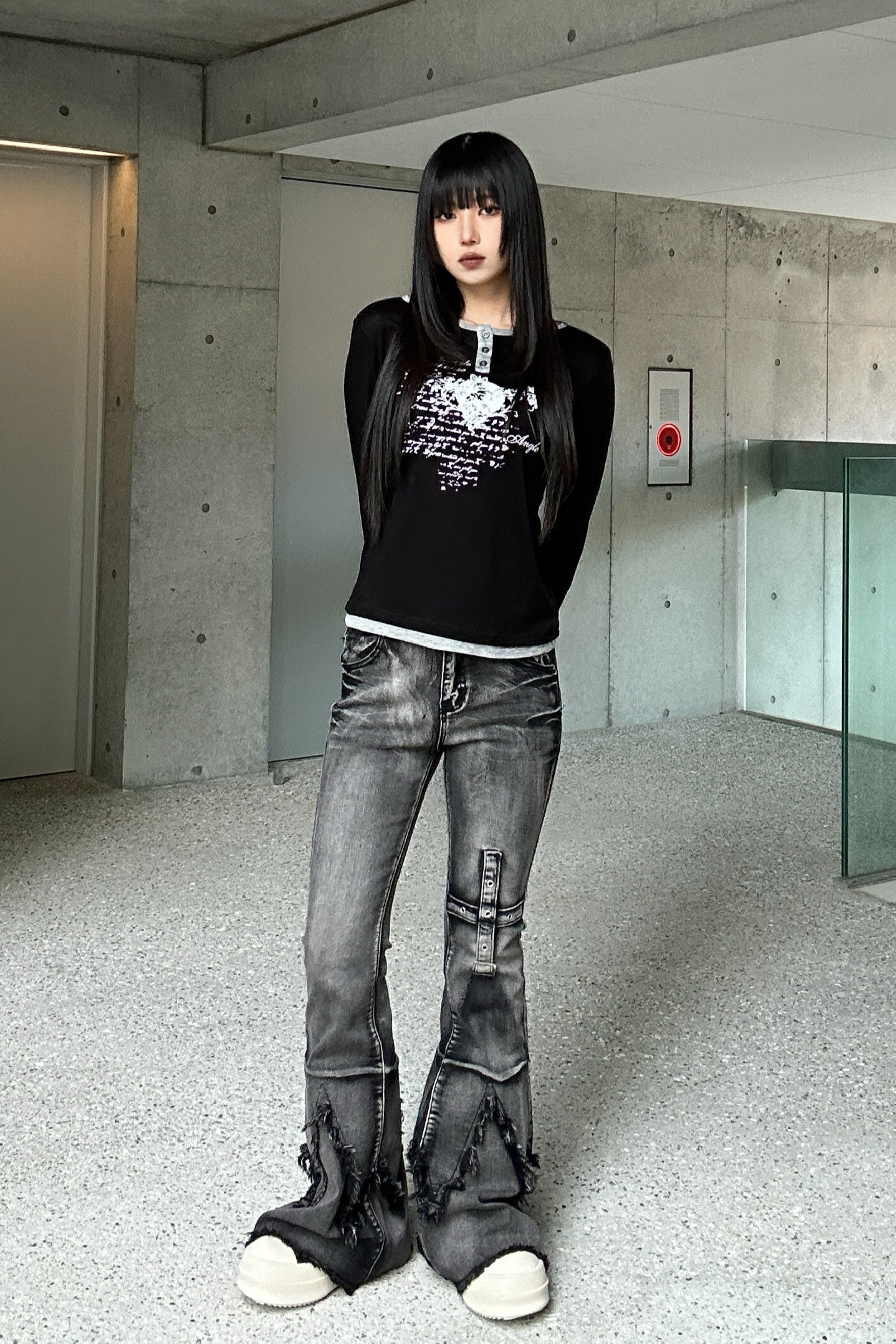 heart print long t-shirt KSG20778