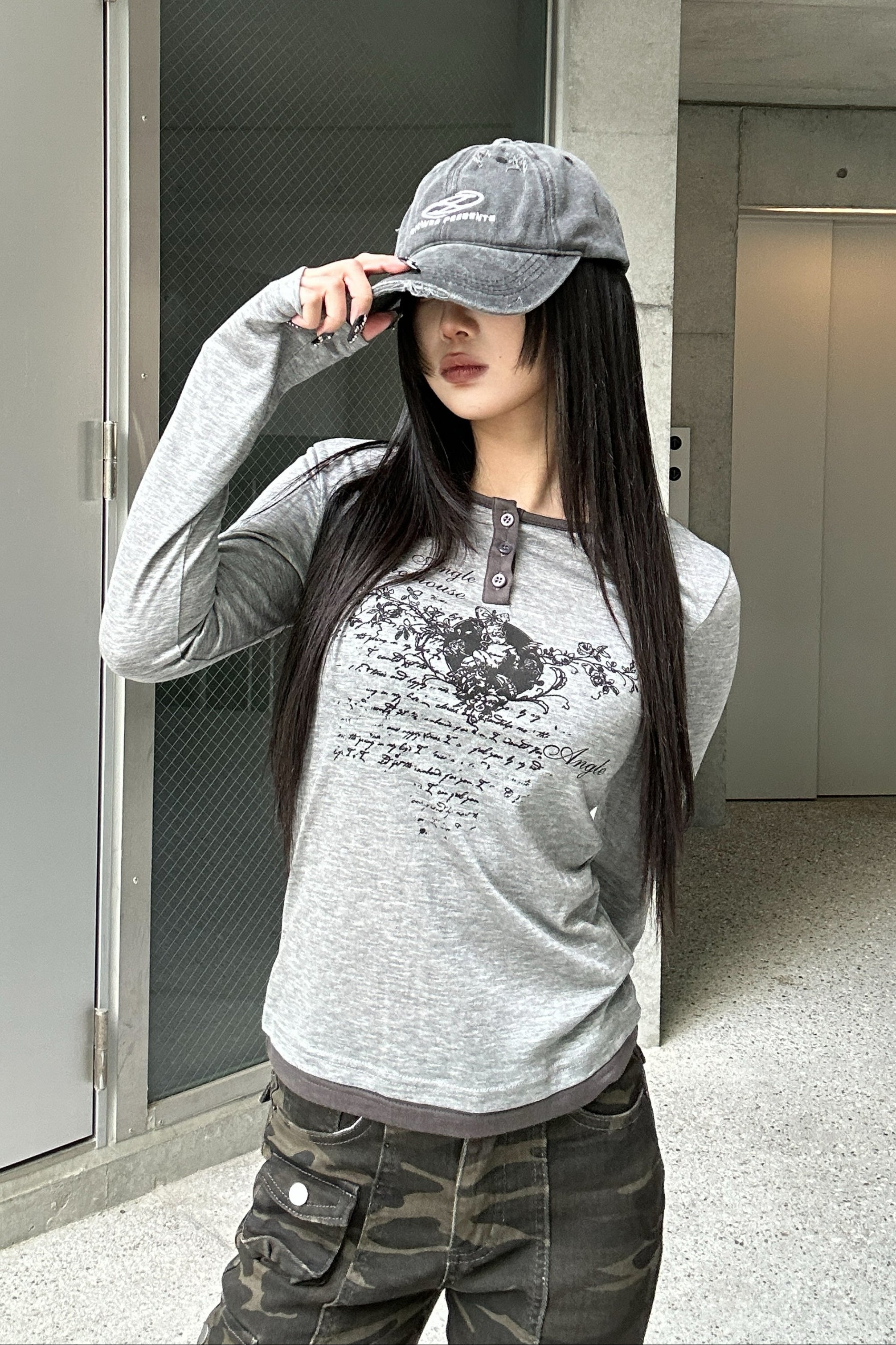 heart print long t-shirt KSG20778