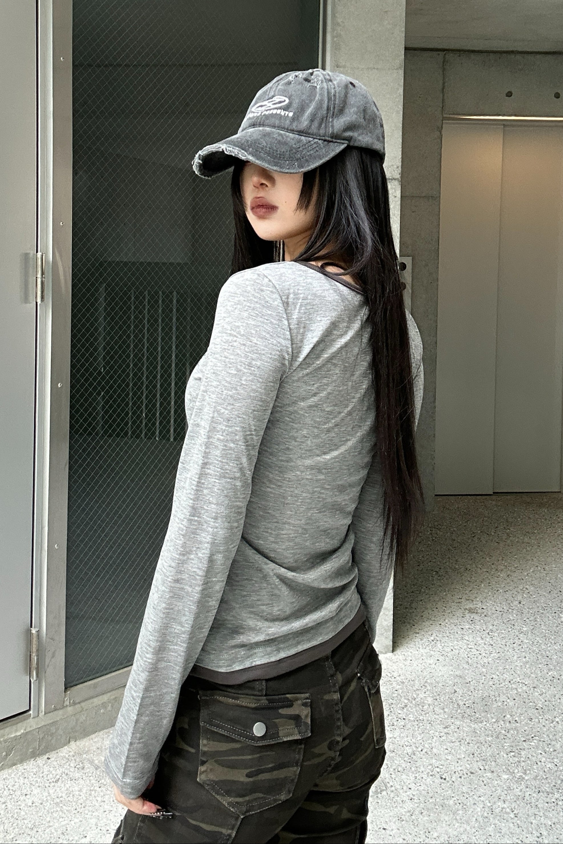 heart print long t-shirt KSG20778