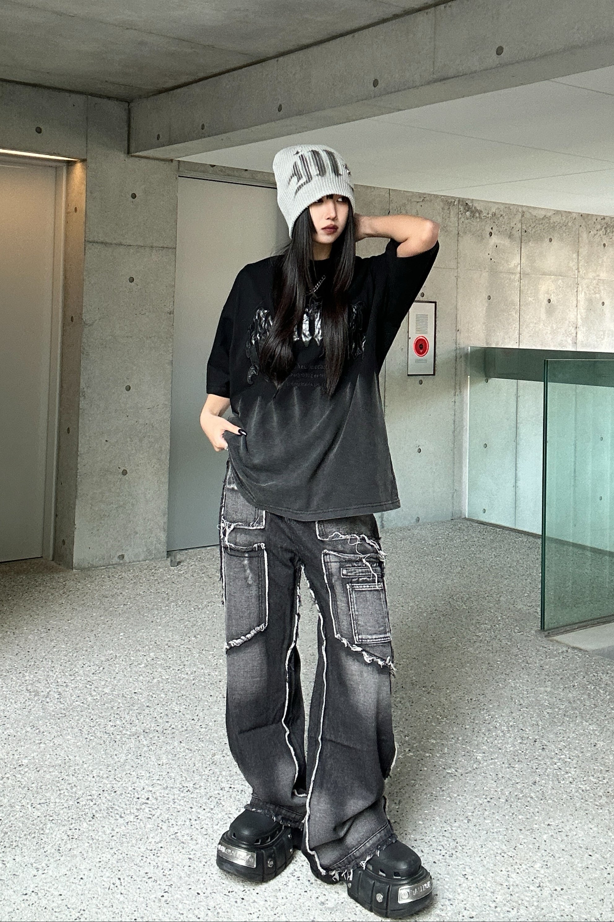 ヴィンテージフリンジブラックデニム KSG19285