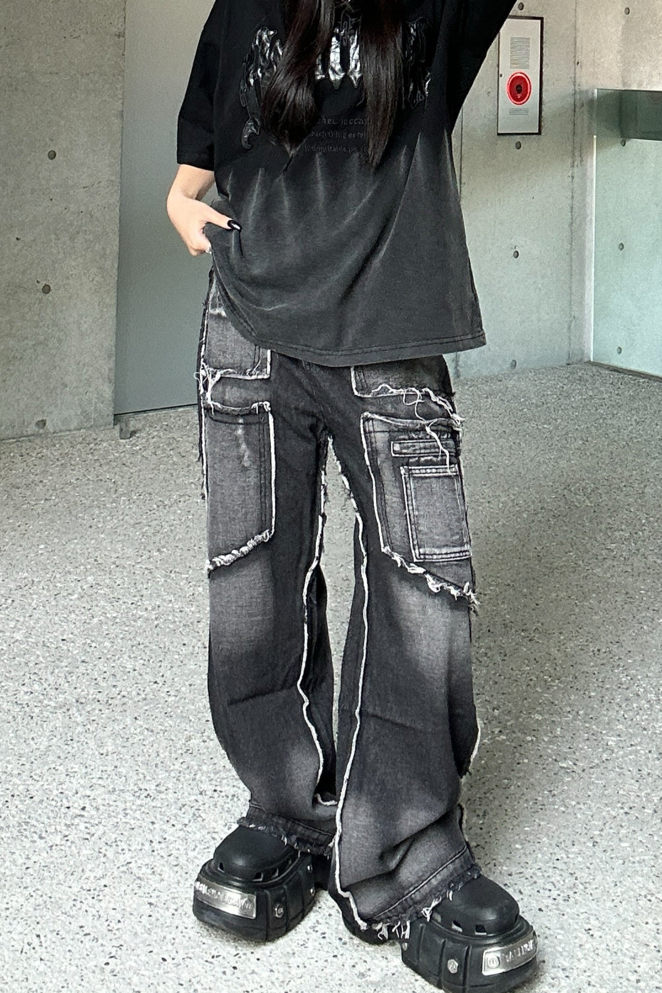 ヴィンテージフリンジブラックデニム KSG19285