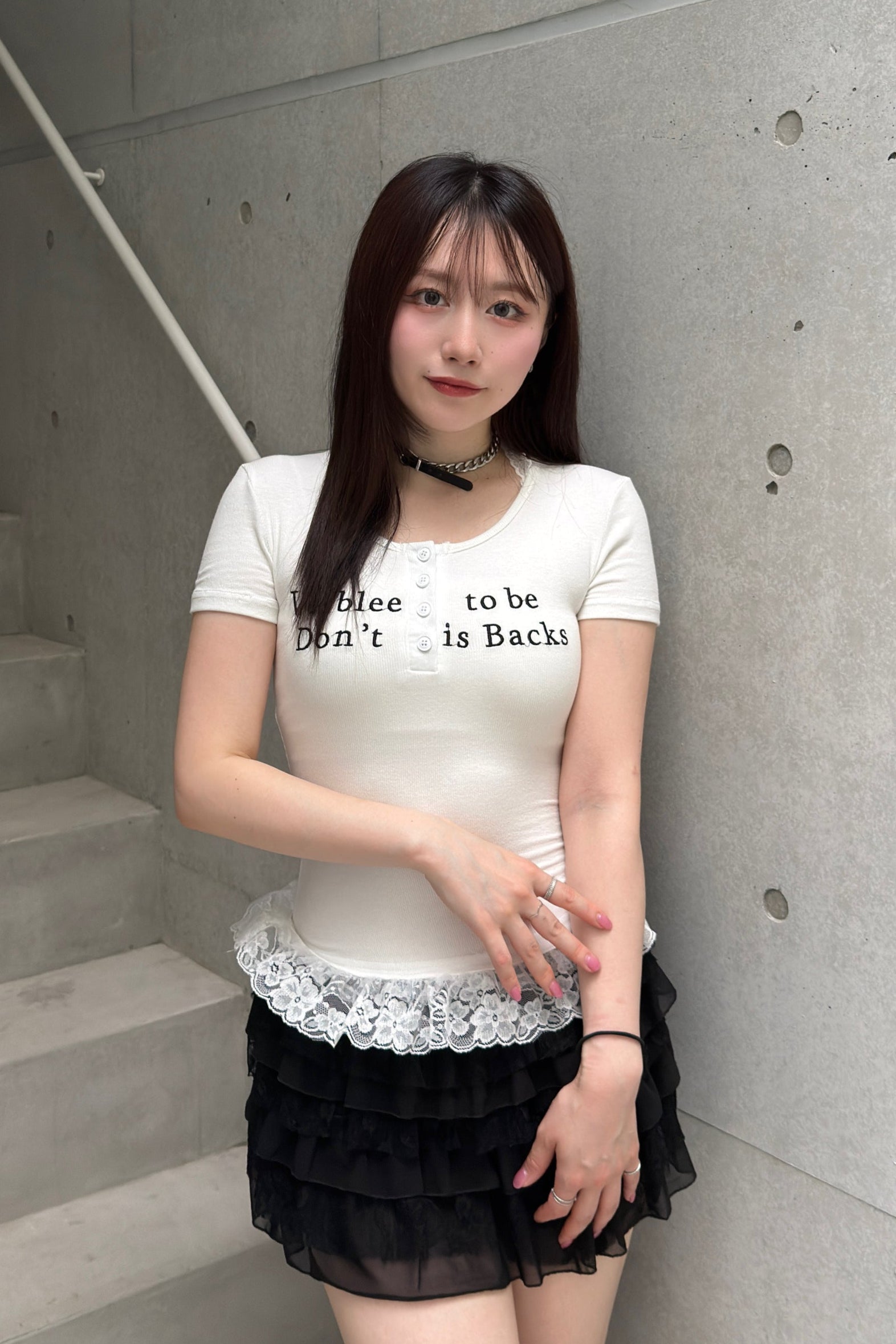 レースフリルロゴTシャツ KSG20864
