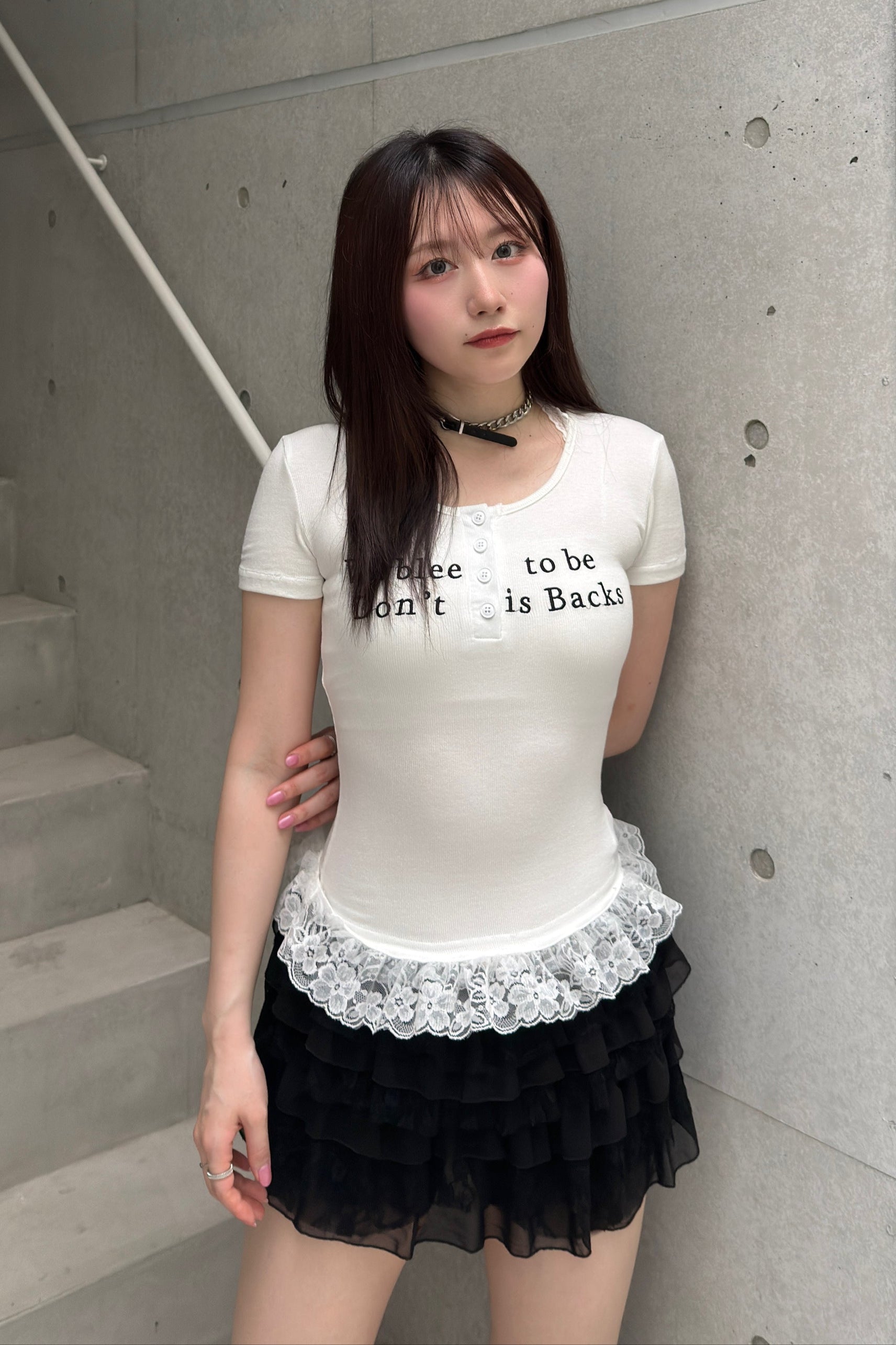 レースフリルロゴTシャツ KSG20864
