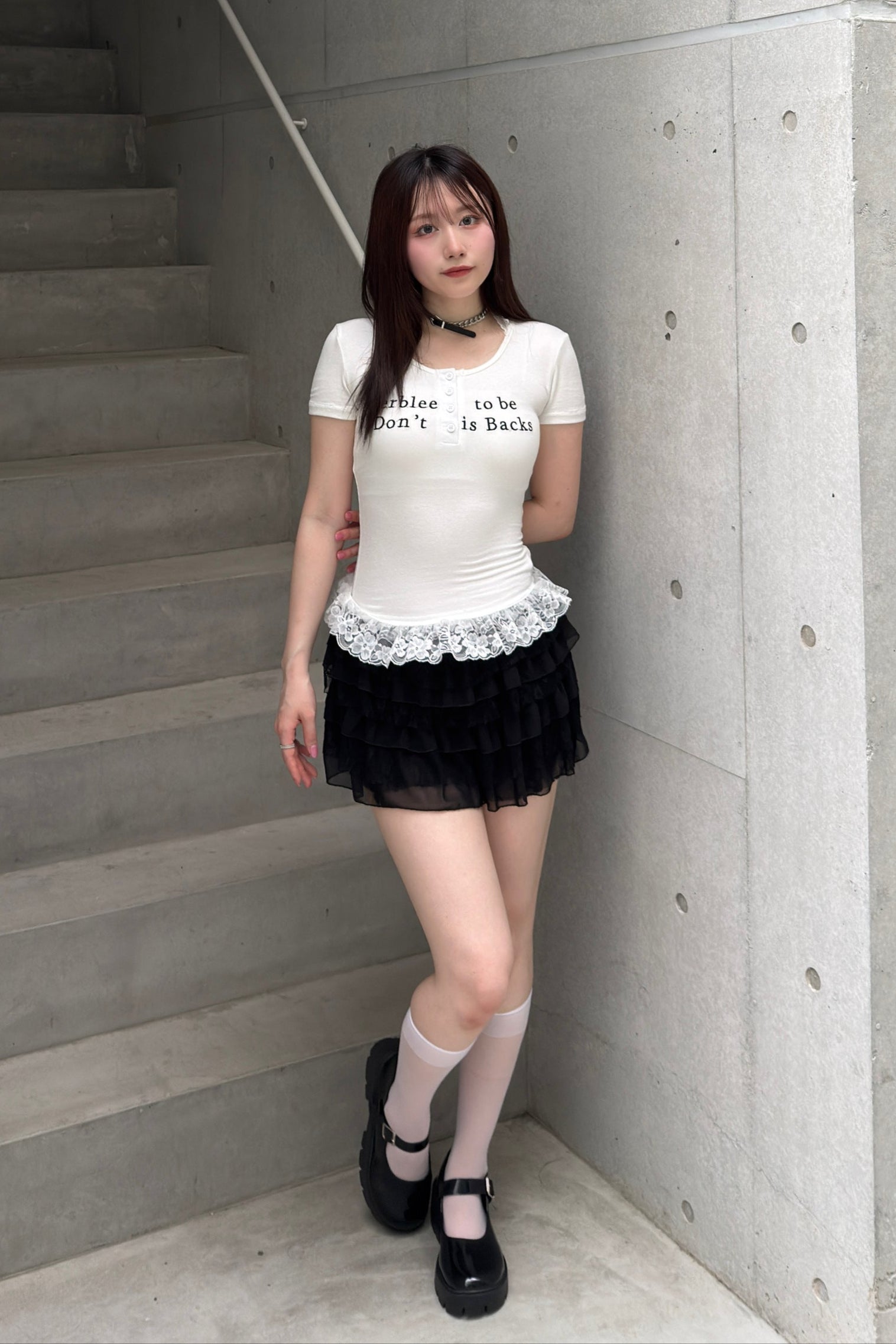 レースフリルロゴTシャツ KSG20864