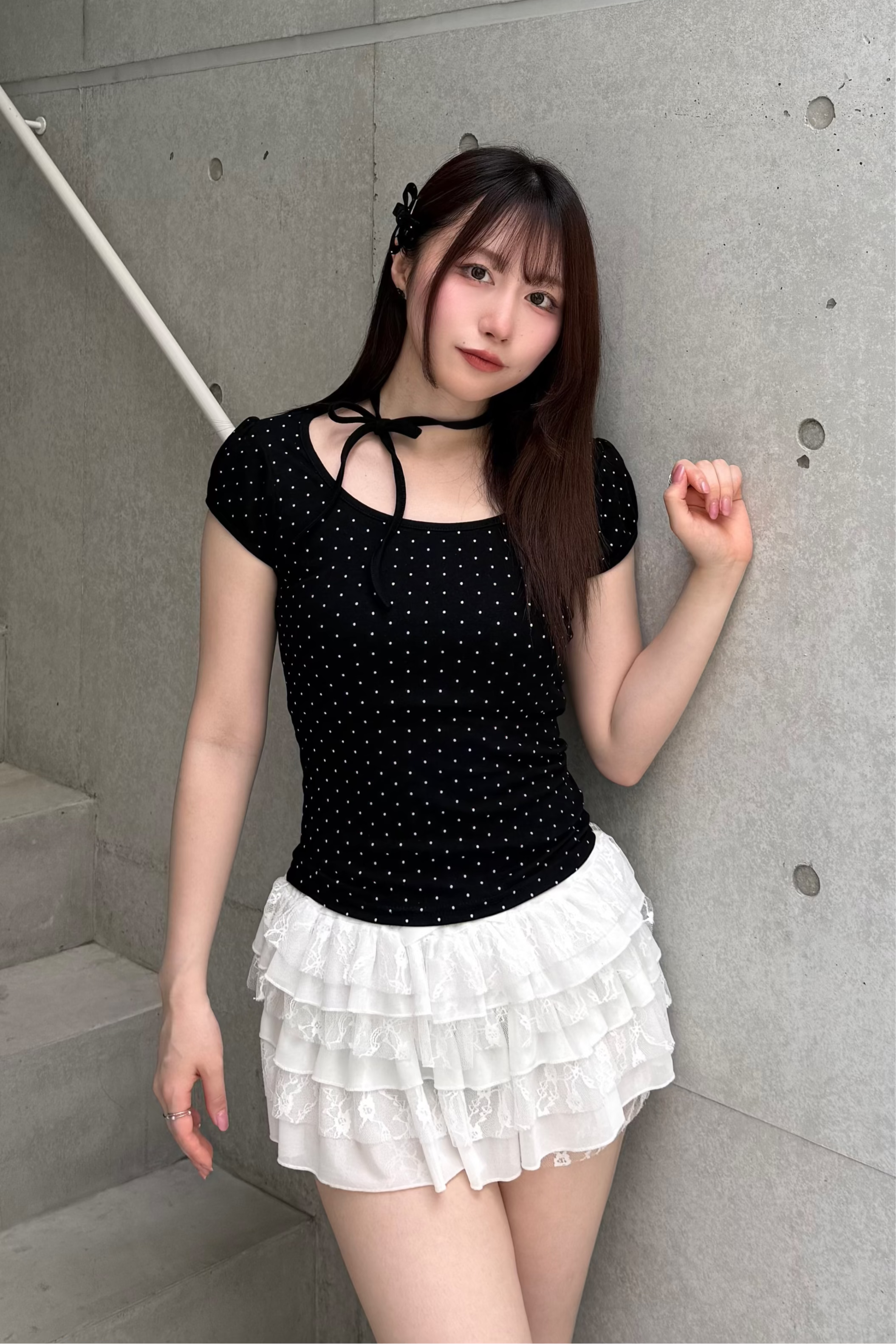 ドットリボンパフスリーブTシャツ KSG20883