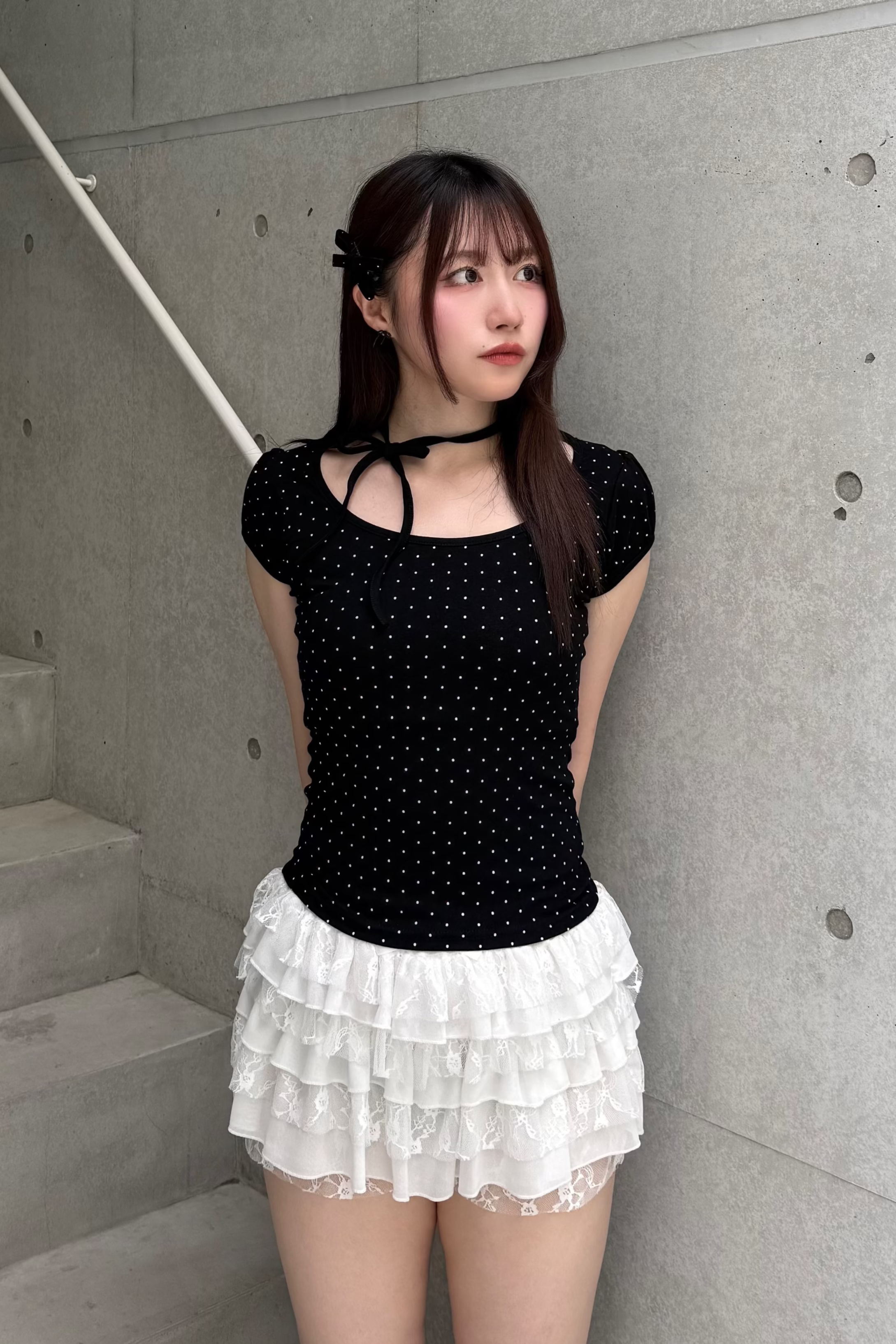 ドットリボンパフスリーブTシャツ KSG20883