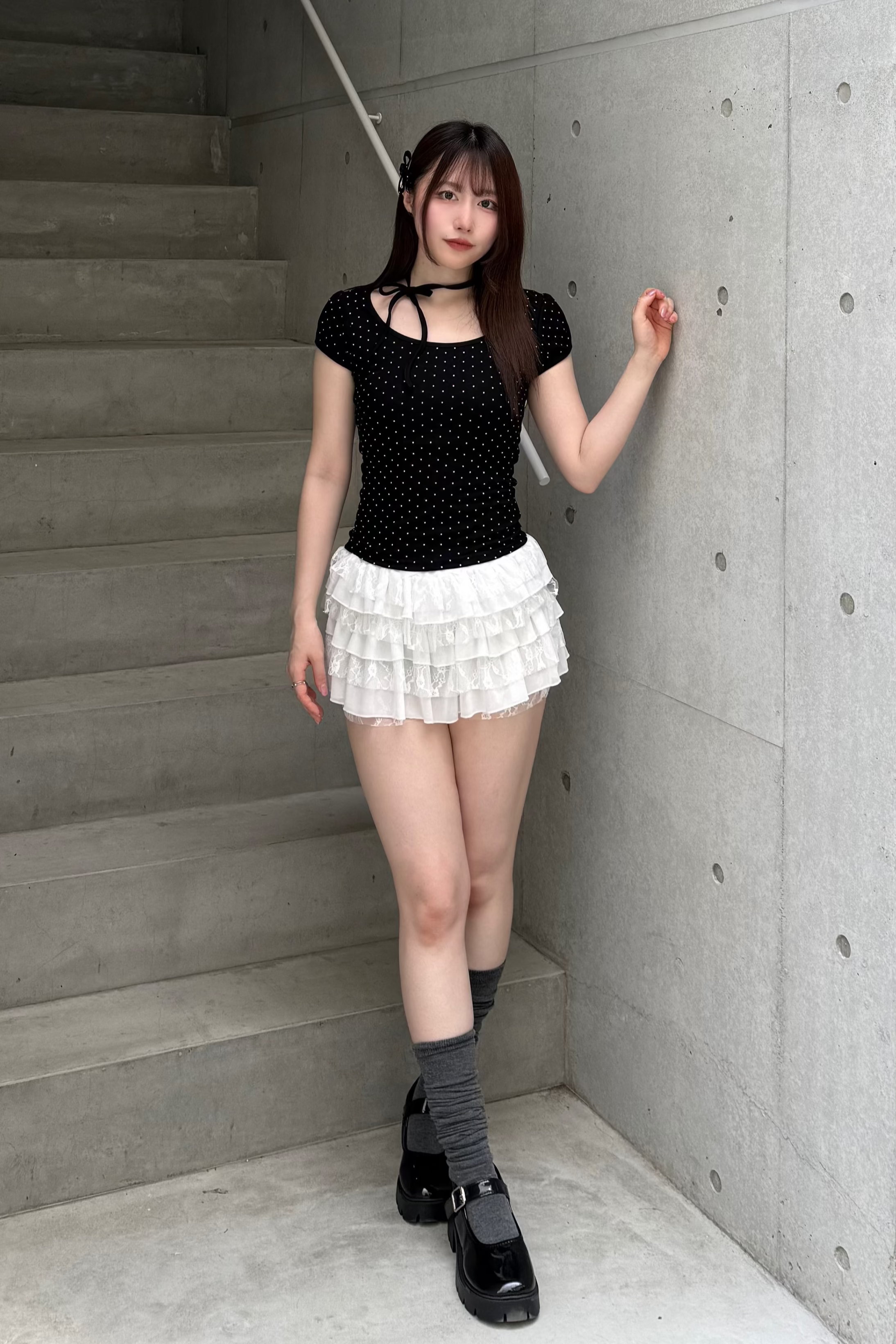 ドットリボンパフスリーブTシャツ KSG20883