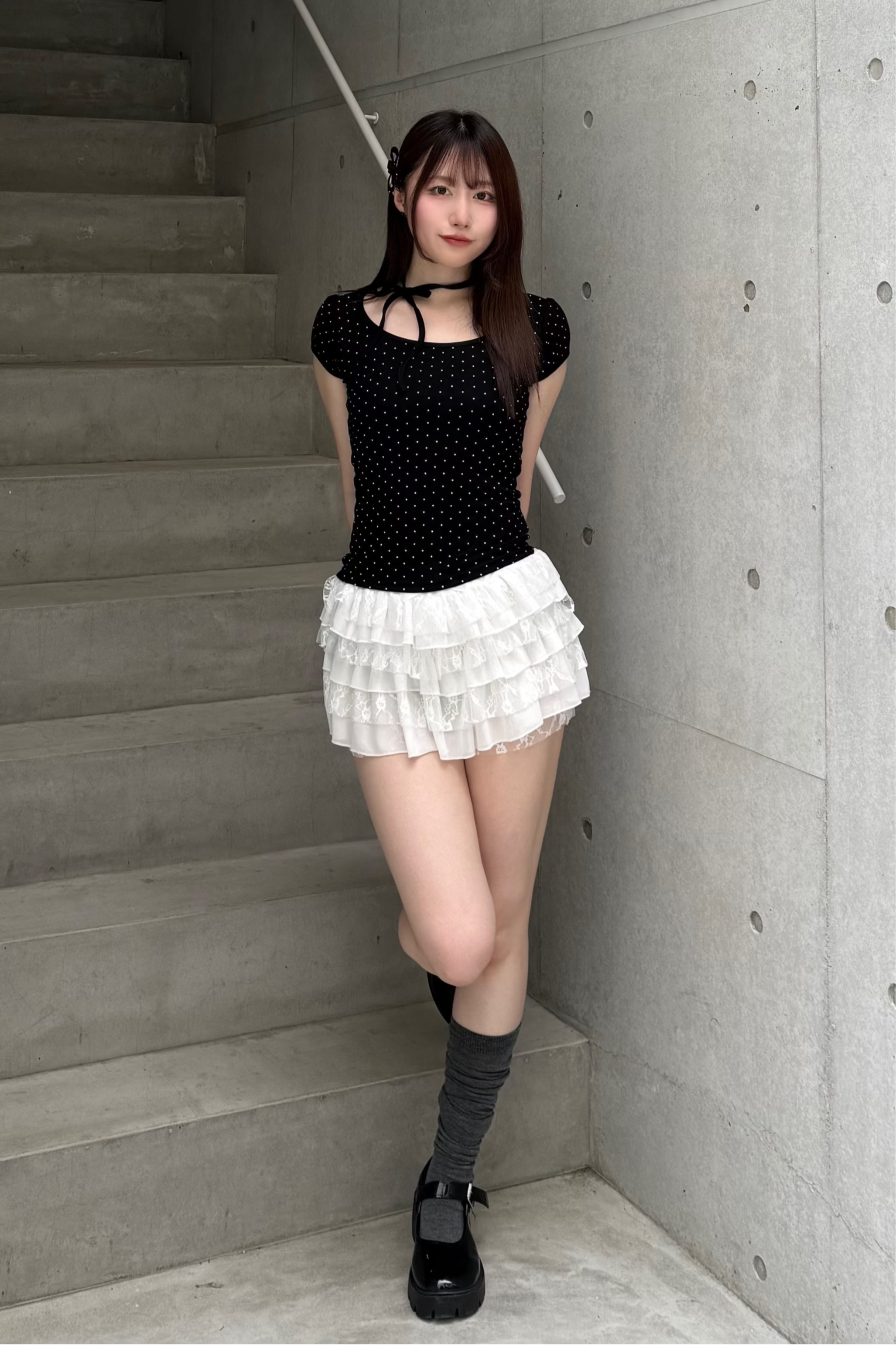 ドットリボンパフスリーブTシャツ KSG20883