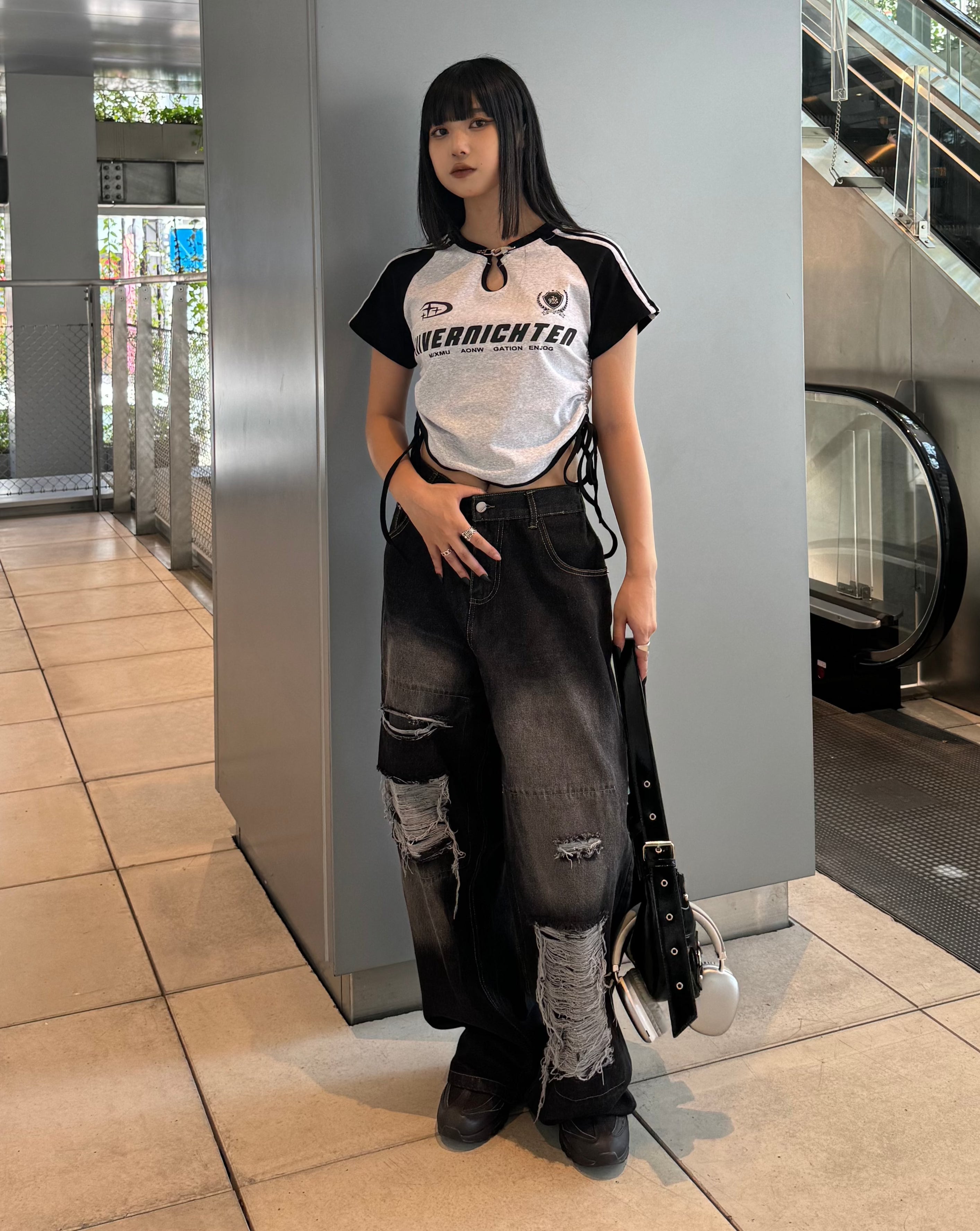 クロップドフックデザインTシャツ KSG20788