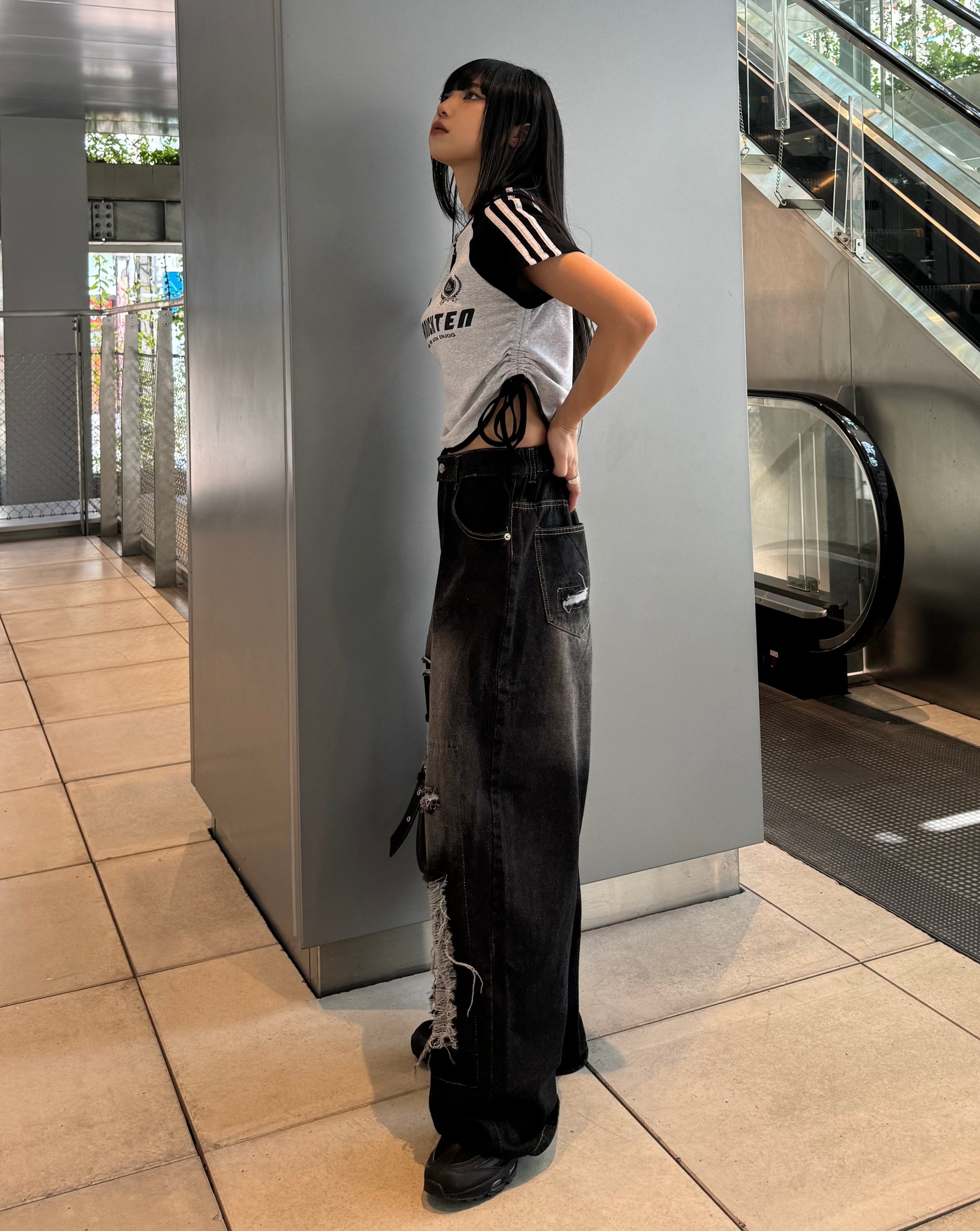 クロップドフックデザインTシャツ KSG20788