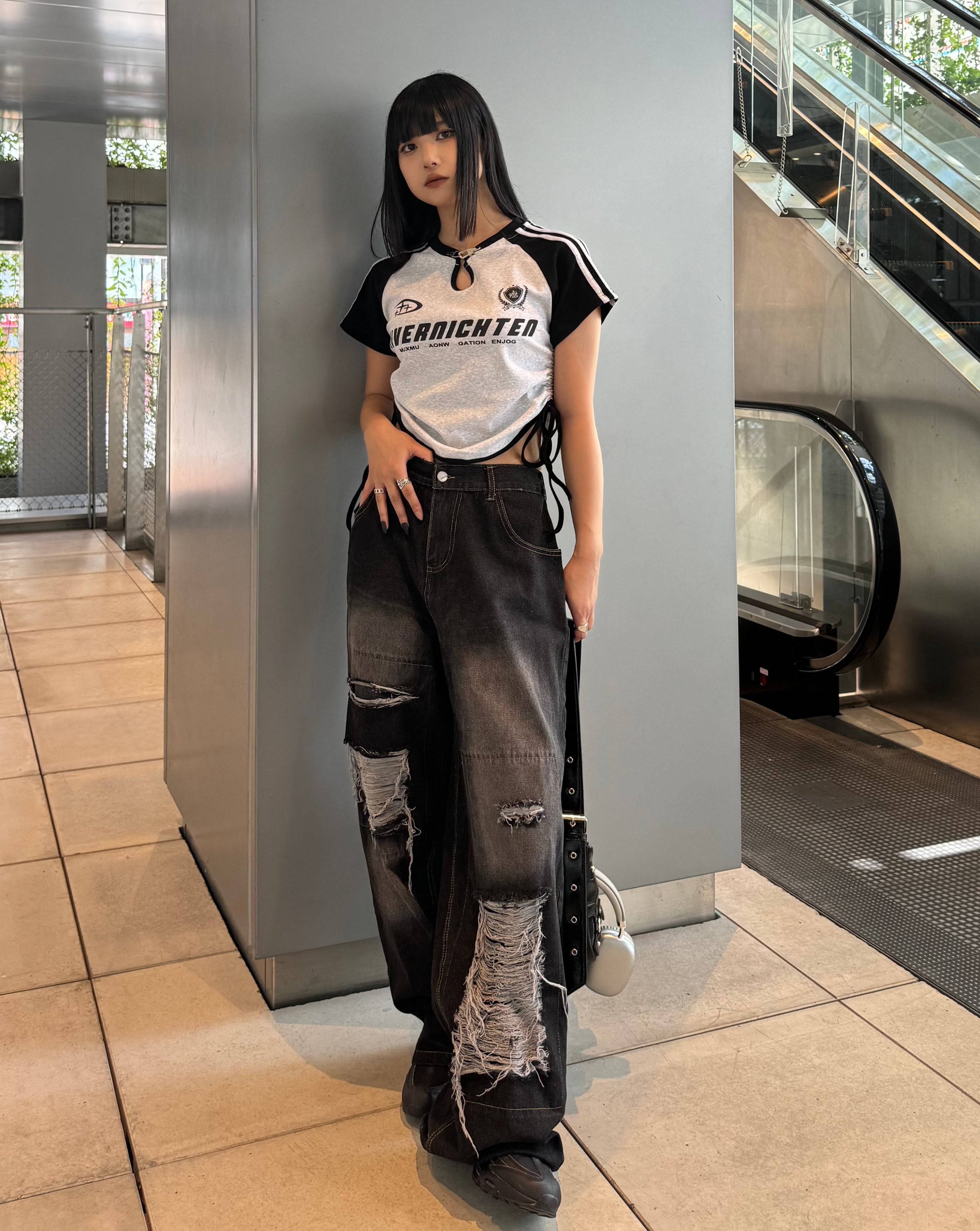 クロップドフックデザインTシャツ KSG20788