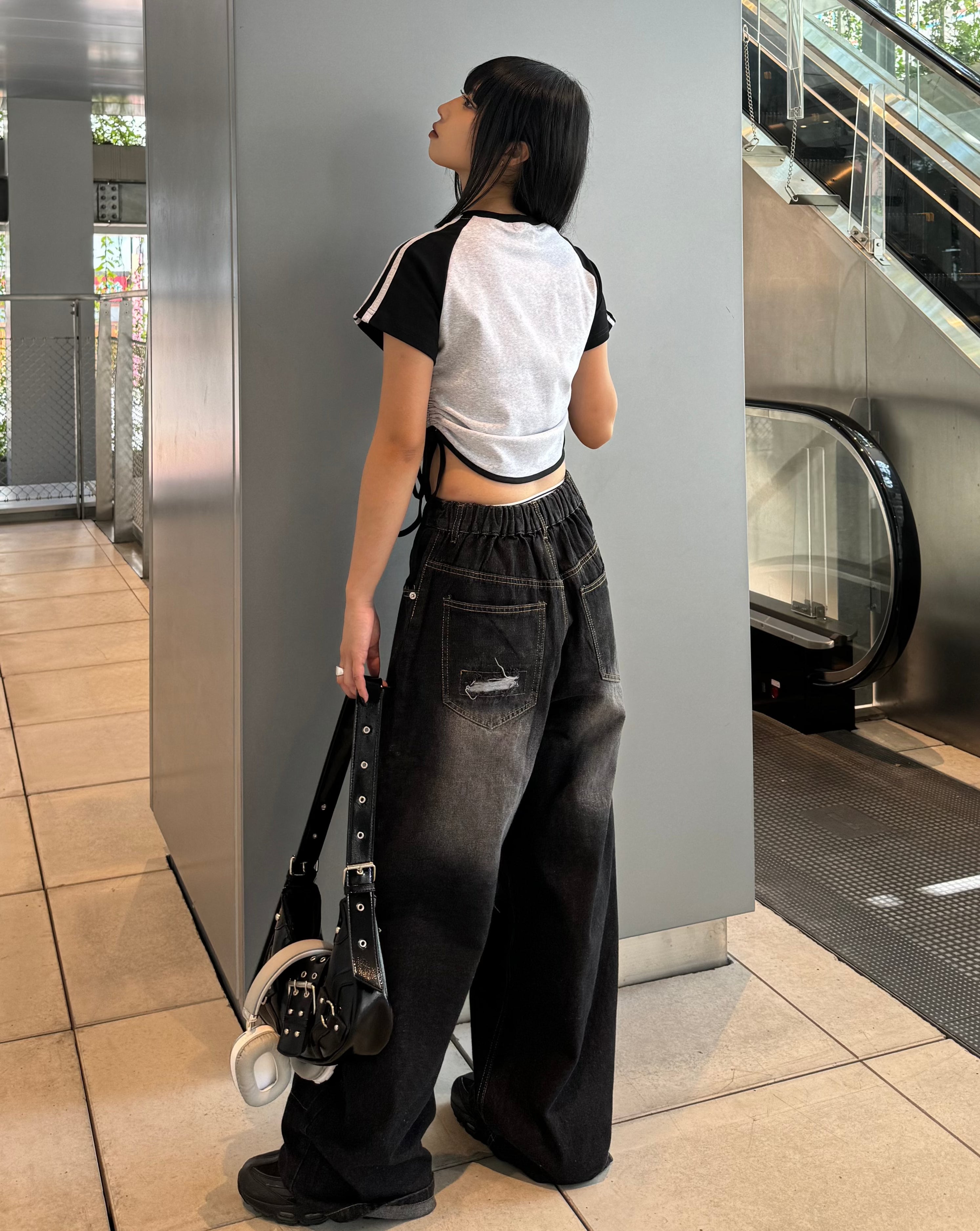 クロップドフックデザインTシャツ KSG20788