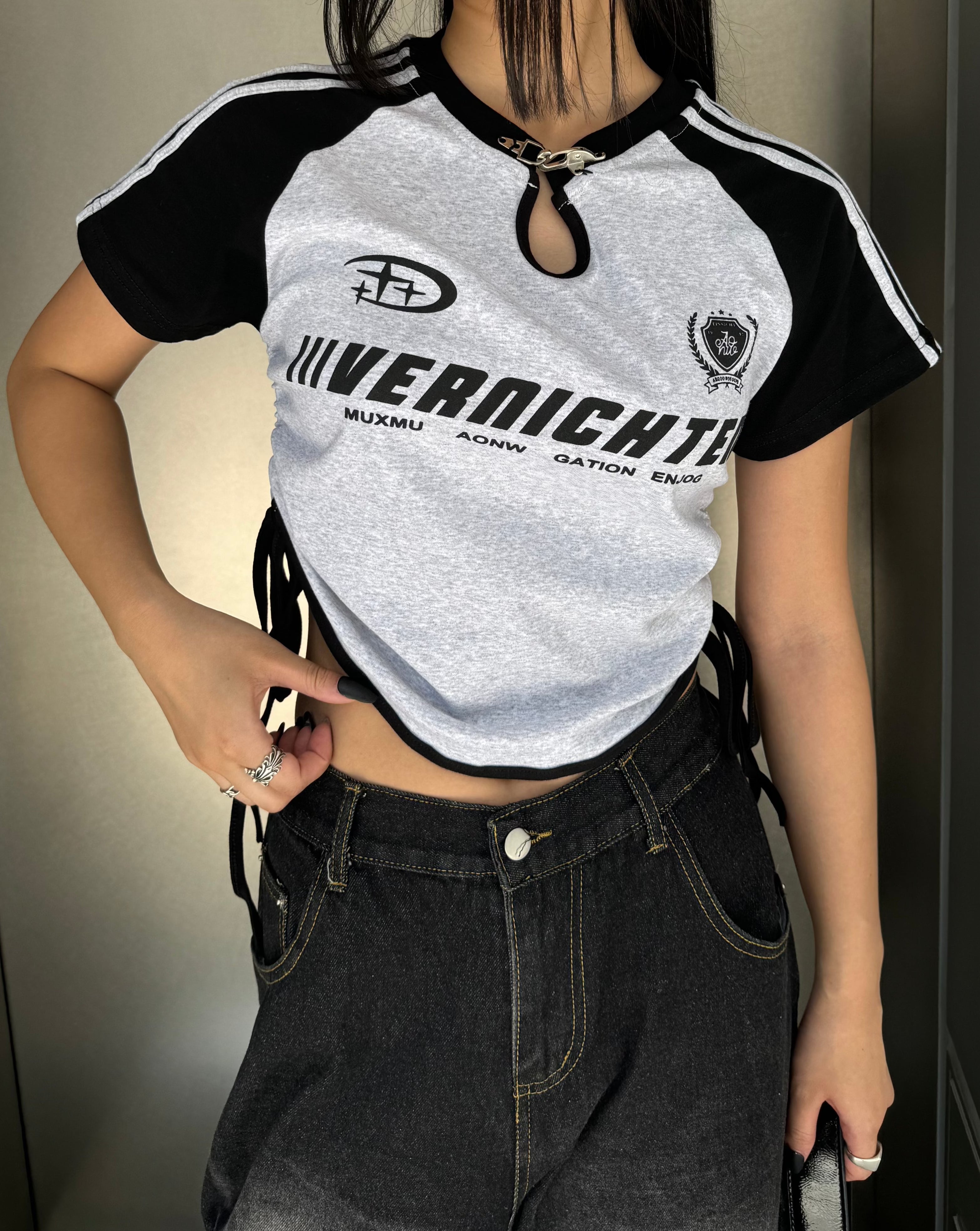クロップドフックデザインTシャツ KSG20788