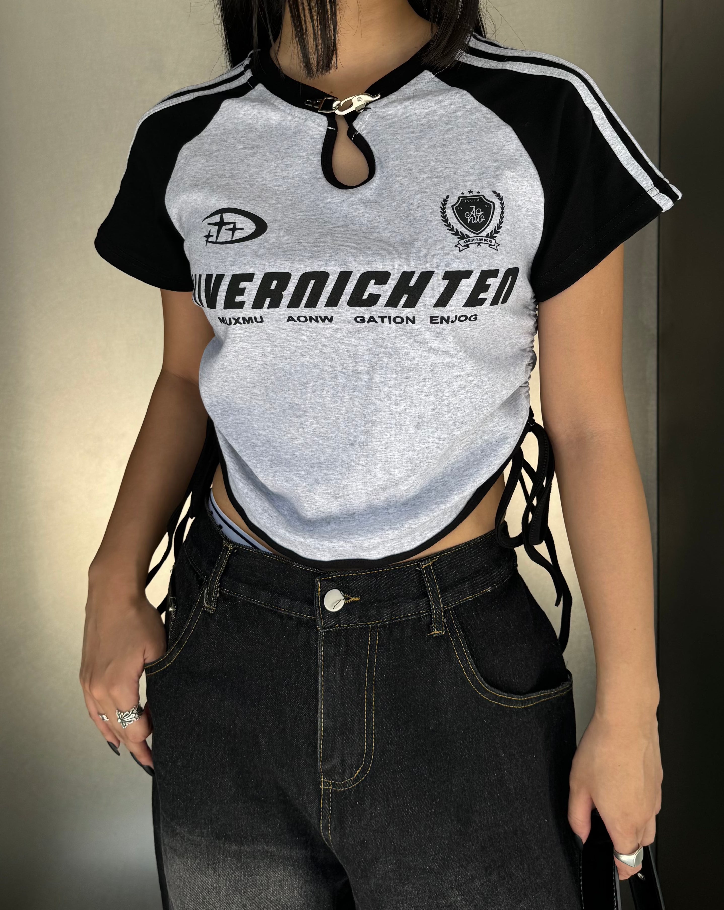 クロップドフックデザインTシャツ KSG20788