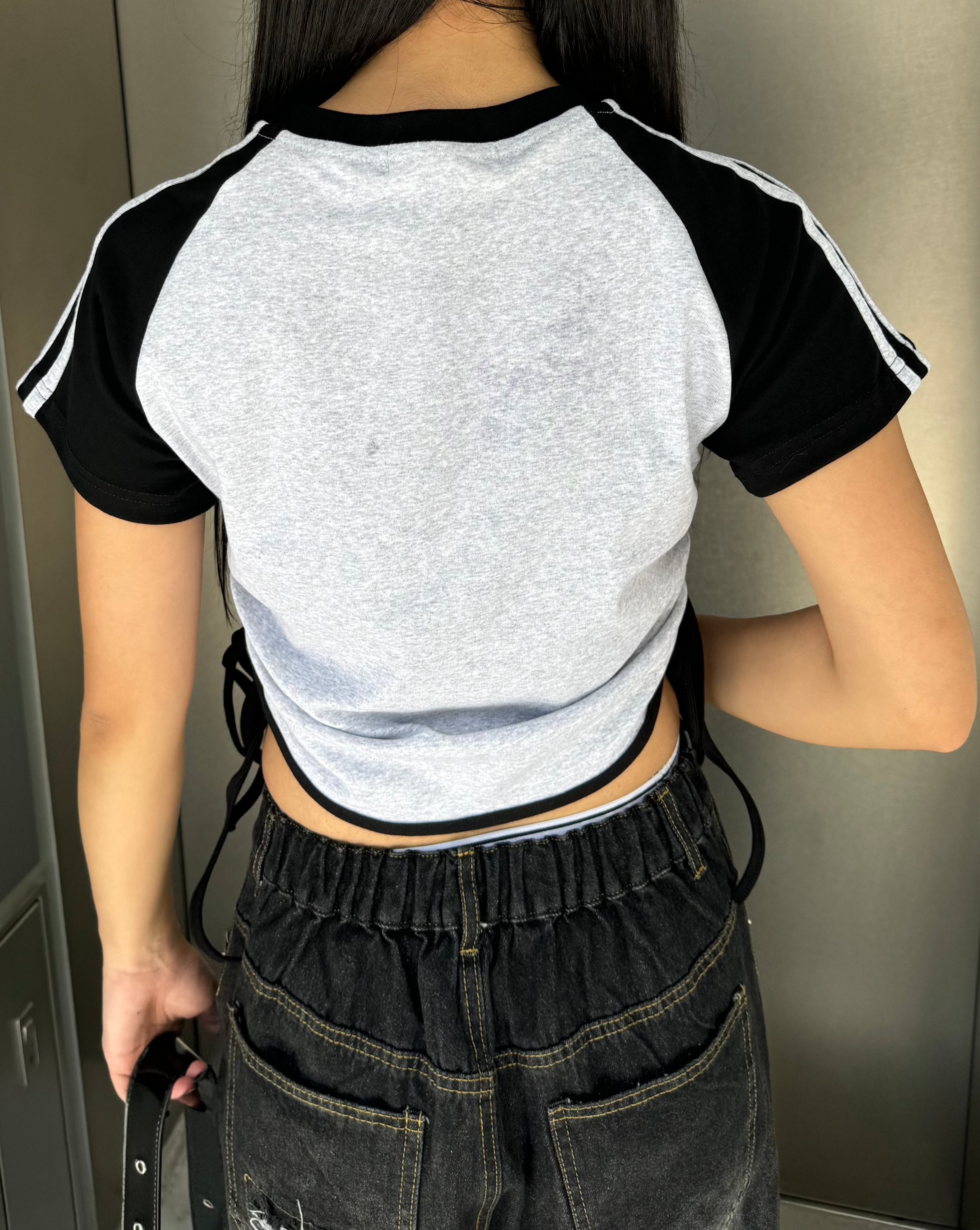 クロップドフックデザインTシャツ KSG20788
