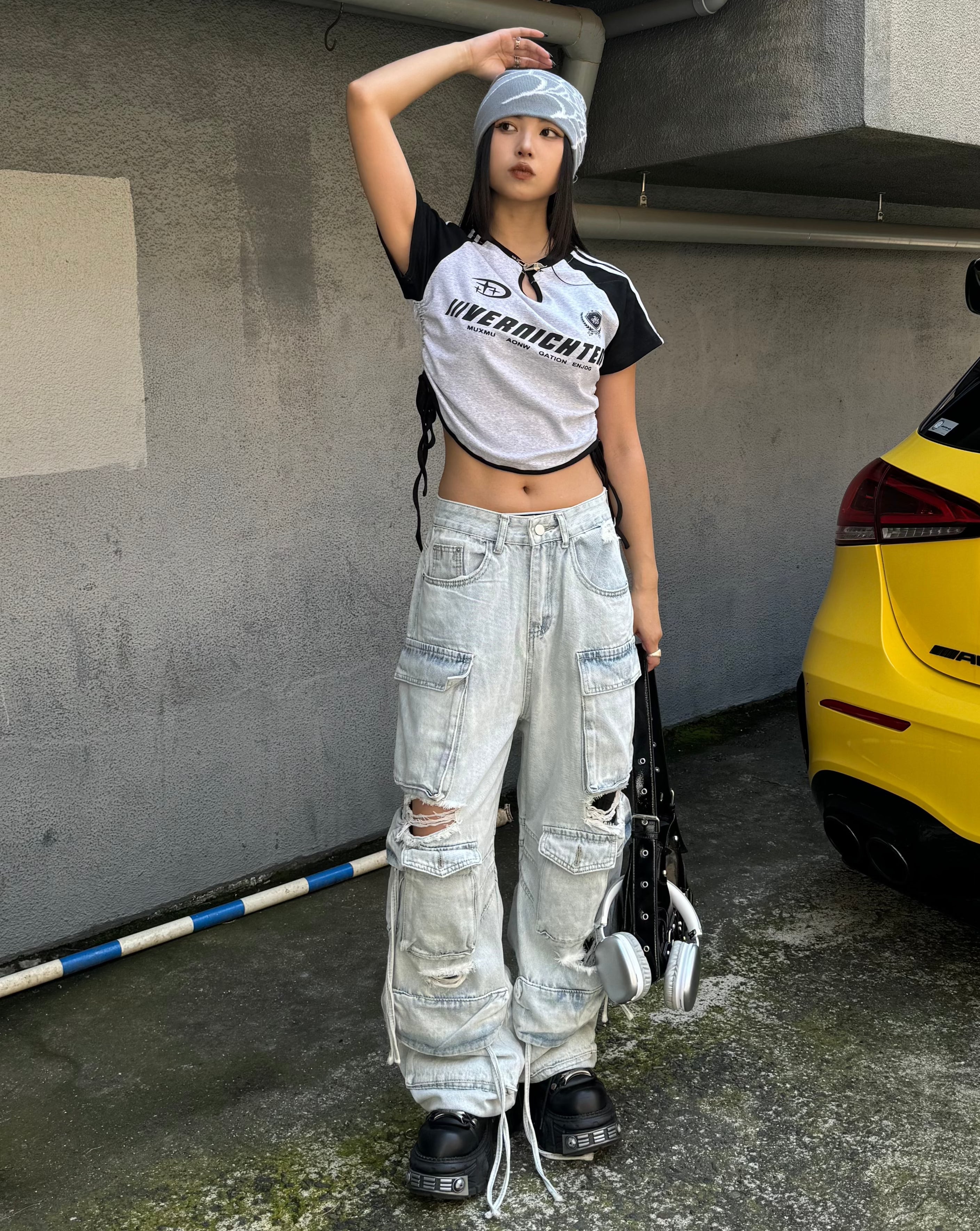 ダメージルーズワイドカーゴデニム KSG19228