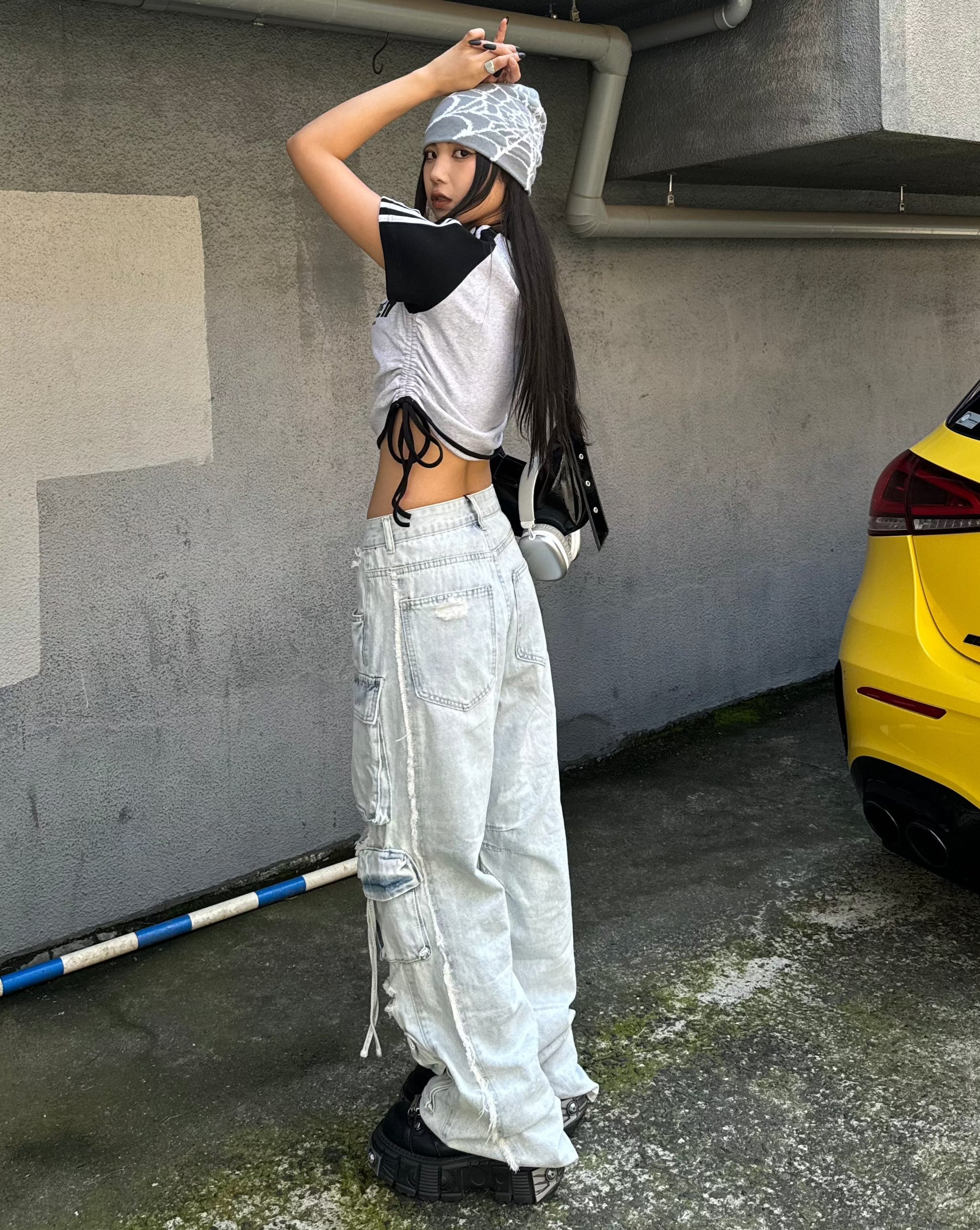 ダメージルーズワイドカーゴデニム KSG19228