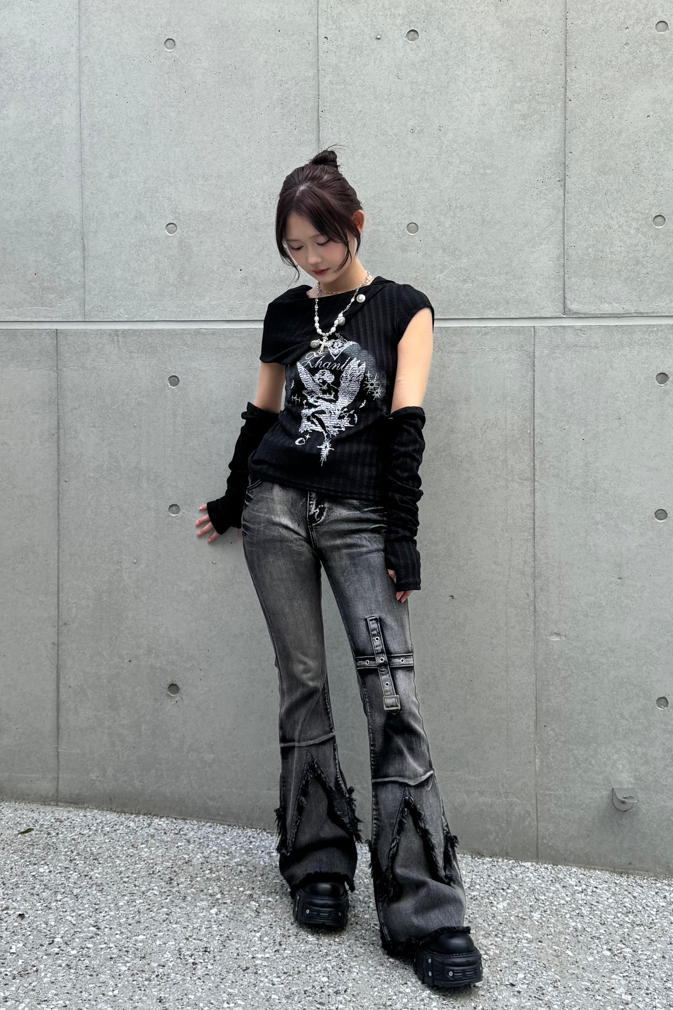 Dual angel pattern tops KSG20819