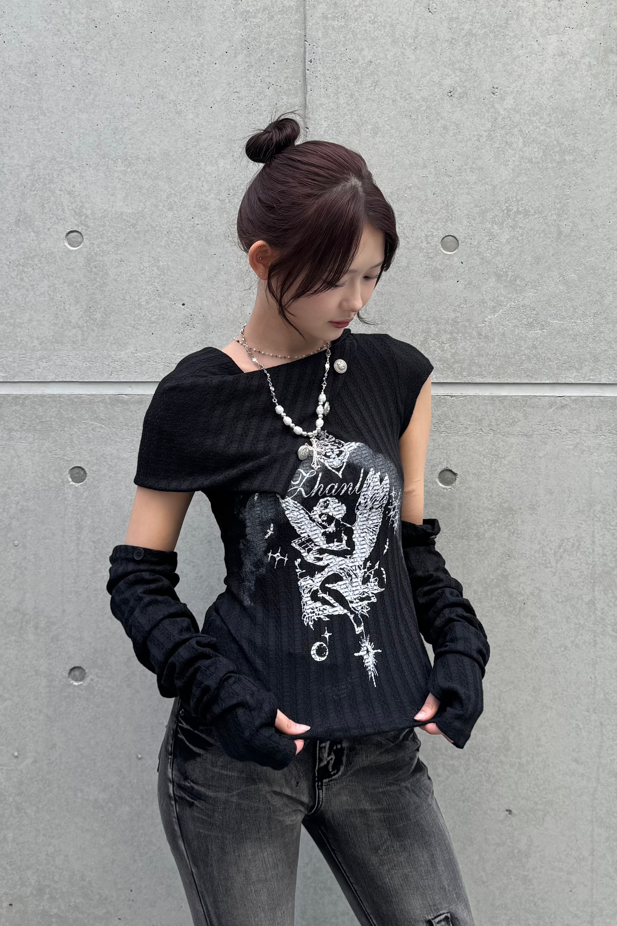 Dual angel pattern tops KSG20819