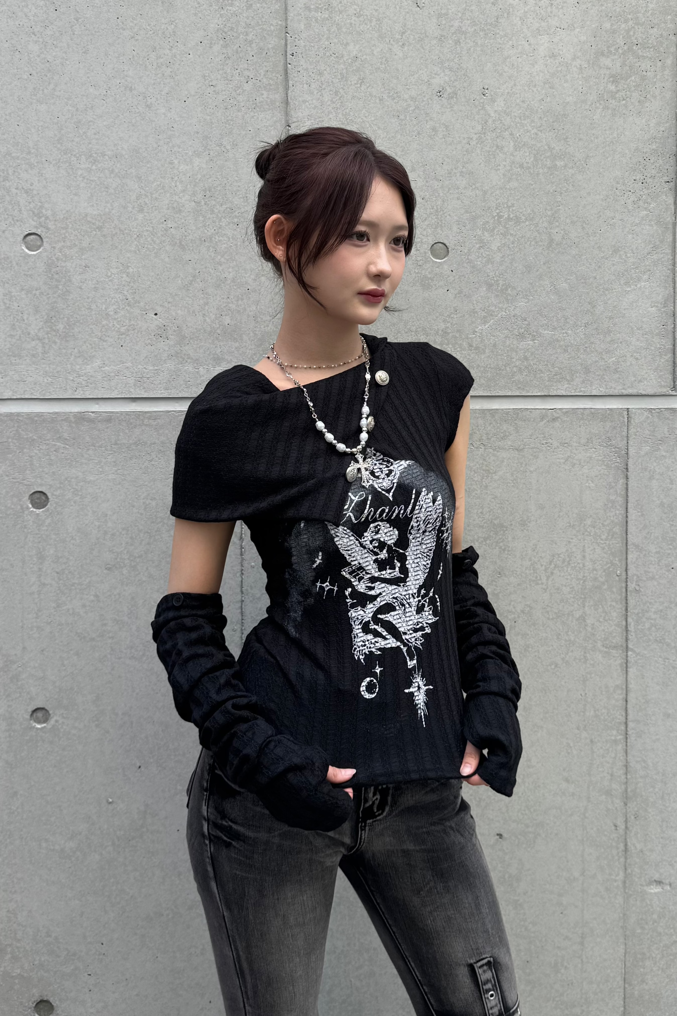 Dual angel pattern tops KSG20819