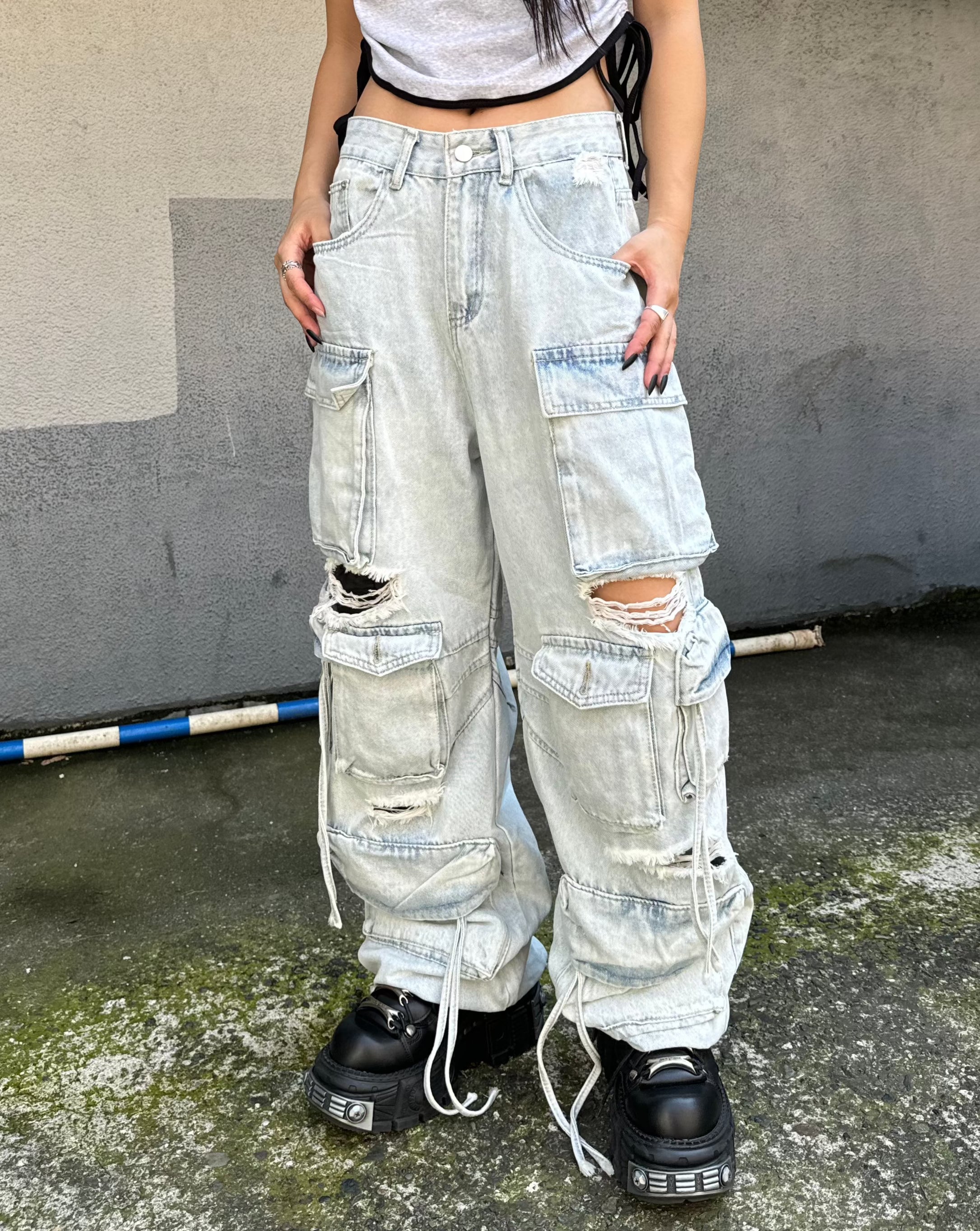 ダメージルーズワイドカーゴデニム KSG19228