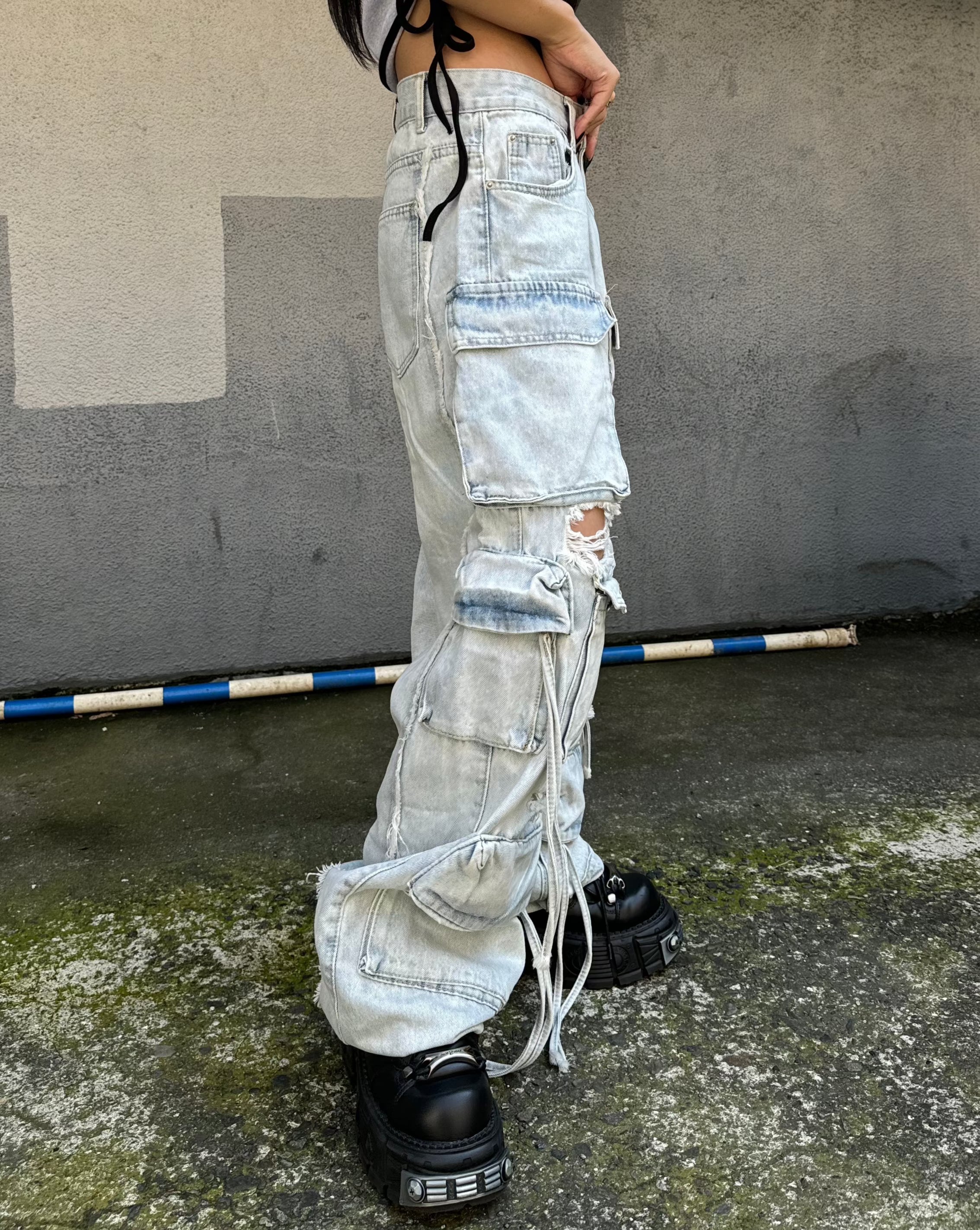 ダメージルーズワイドカーゴデニム KSG19228