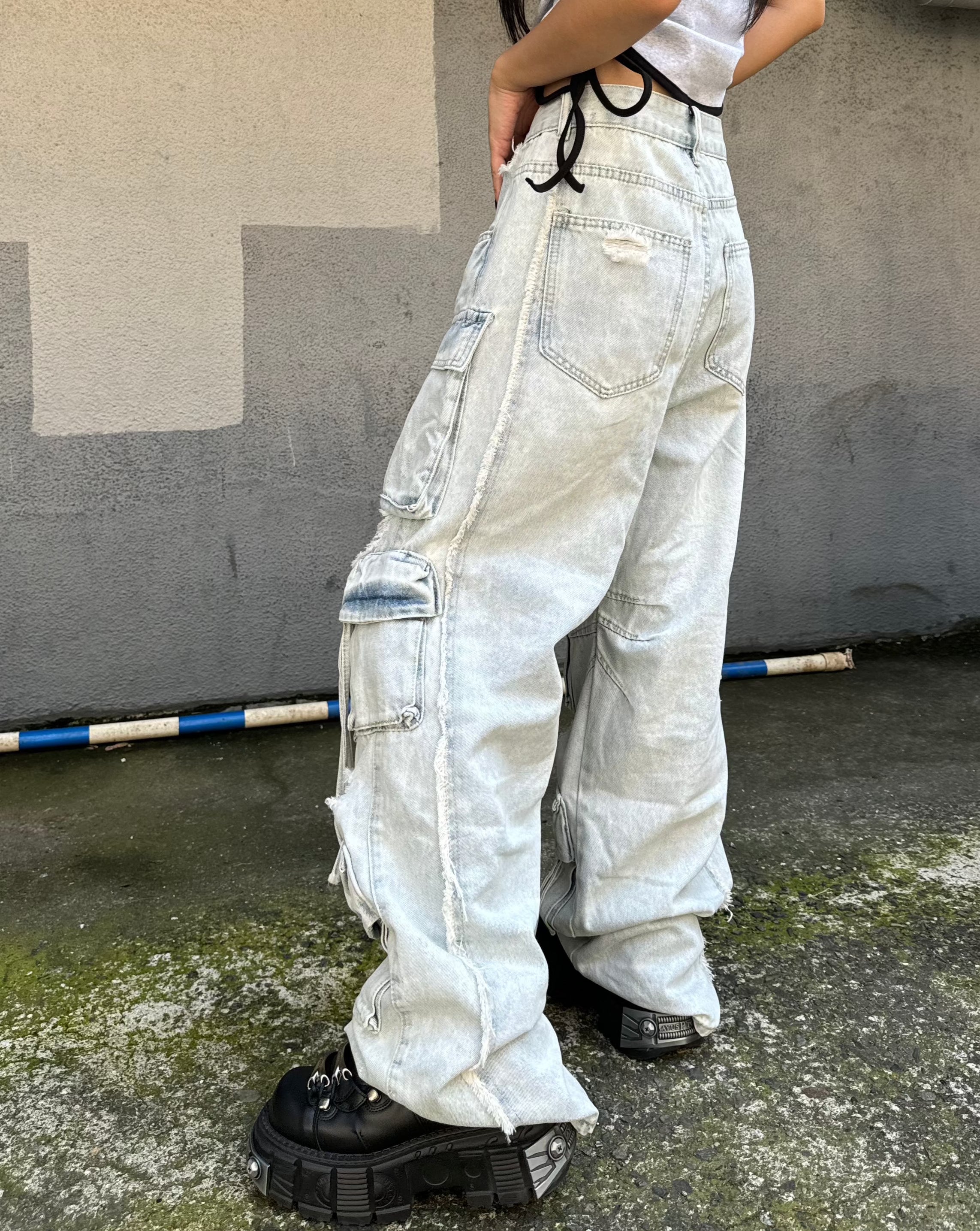 ダメージルーズワイドカーゴデニム KSG19228