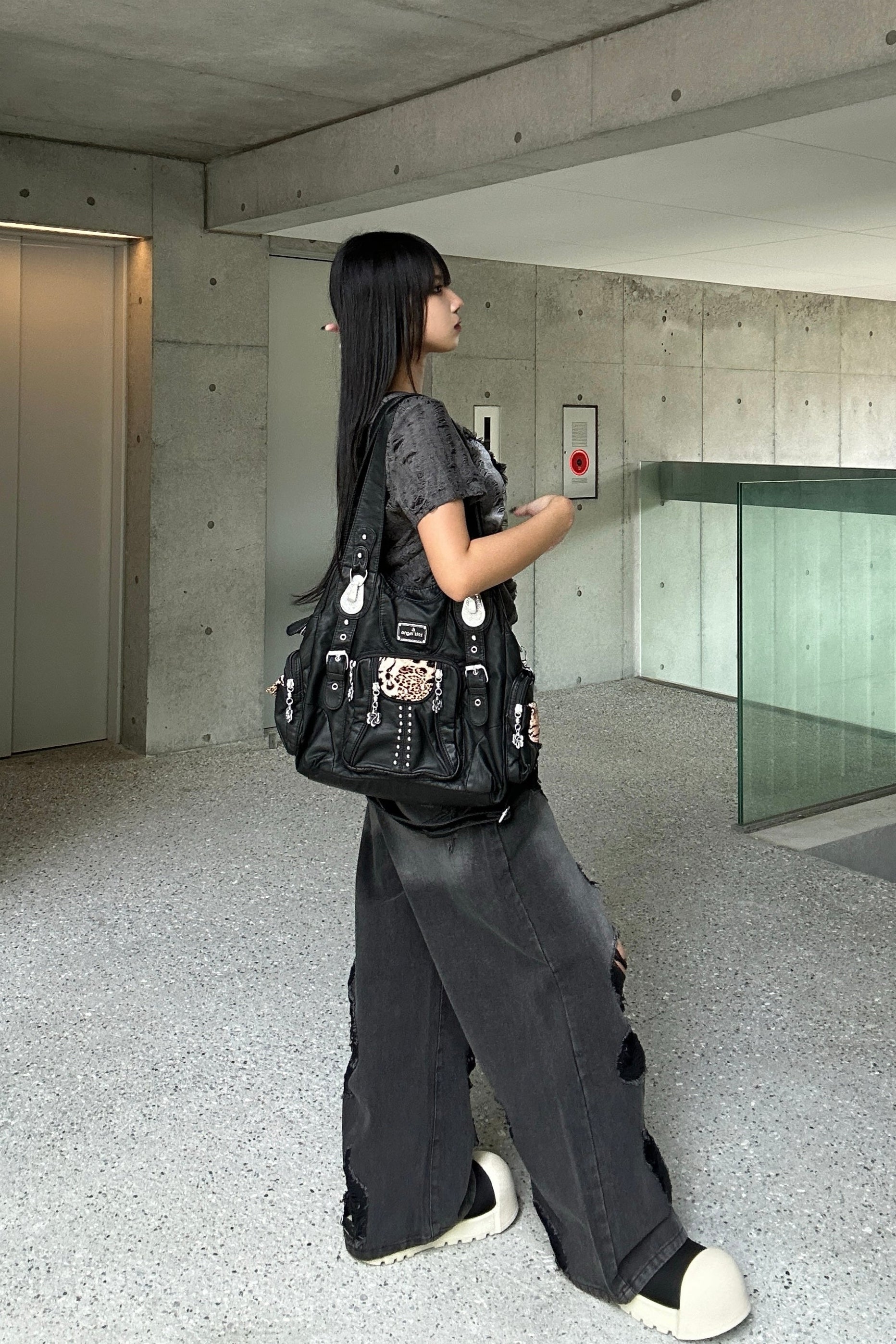 reopard leather 2way bag KSG40074
