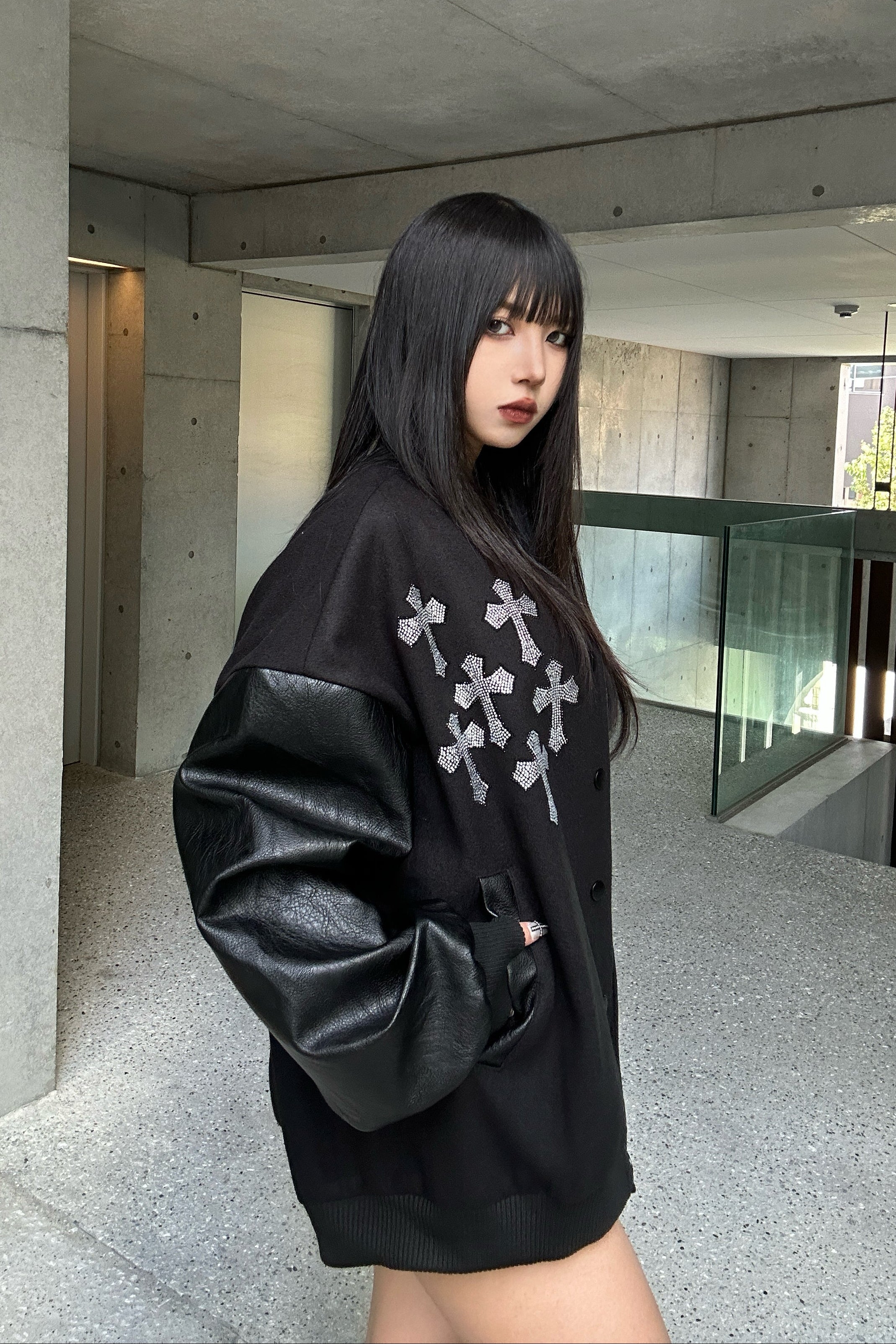 Rhinestone Cross Studium Jacket KSG30056