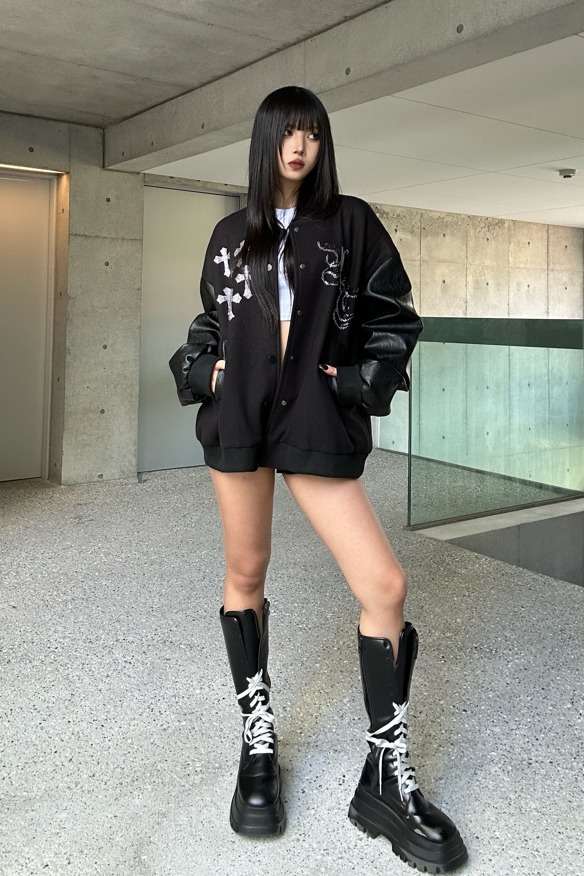 Rhinestone Cross Studium Jacket KSG30056