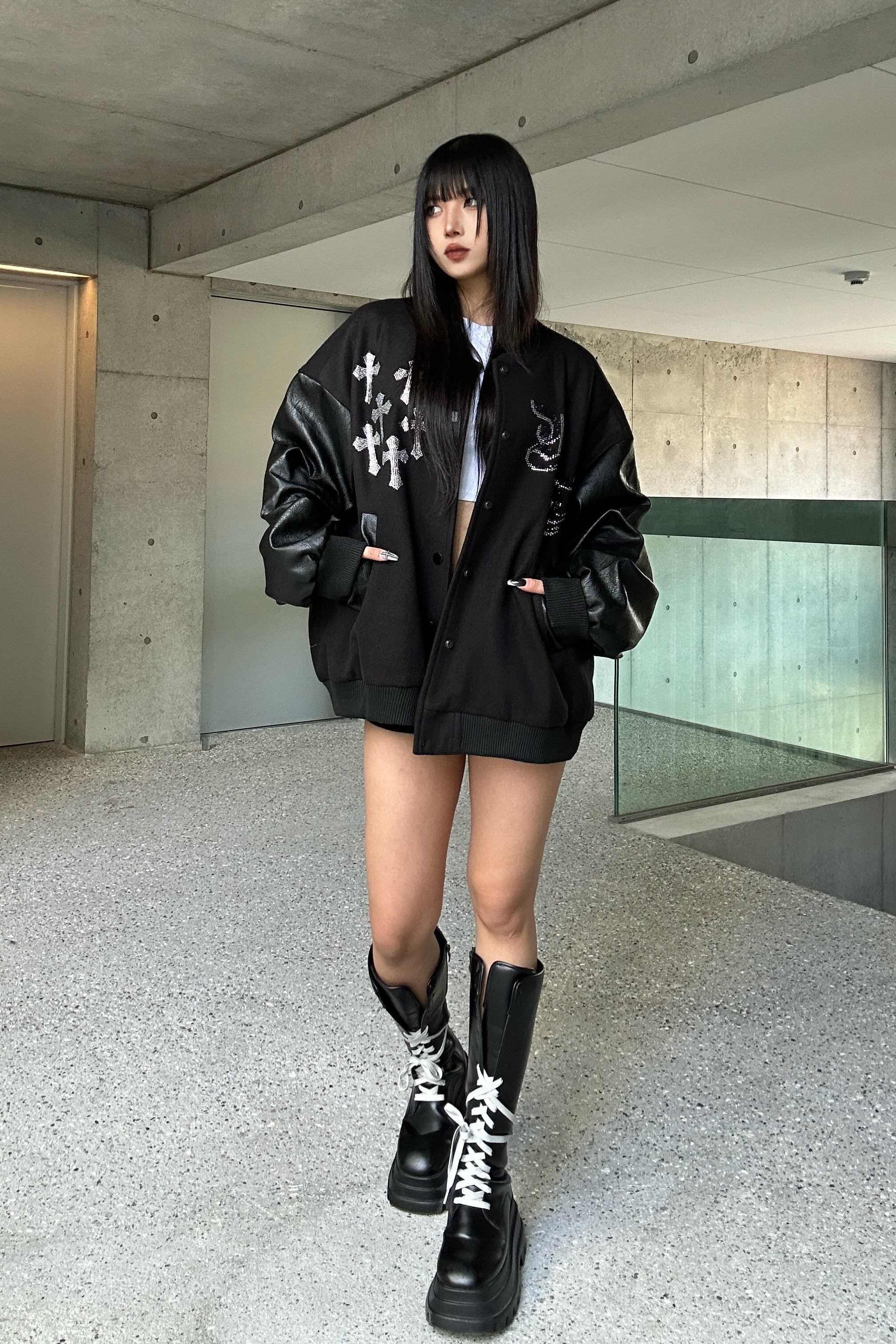 Rhinestone Cross Studium Jacket KSG30056