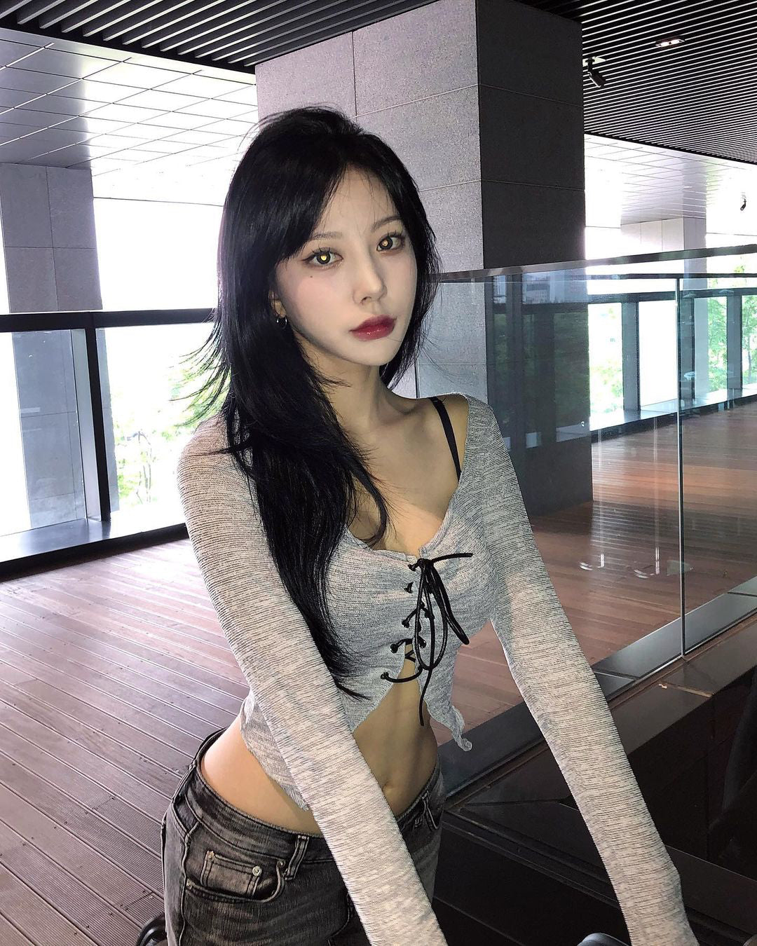 レースアップクロップドトップス+キャミ KSG14838