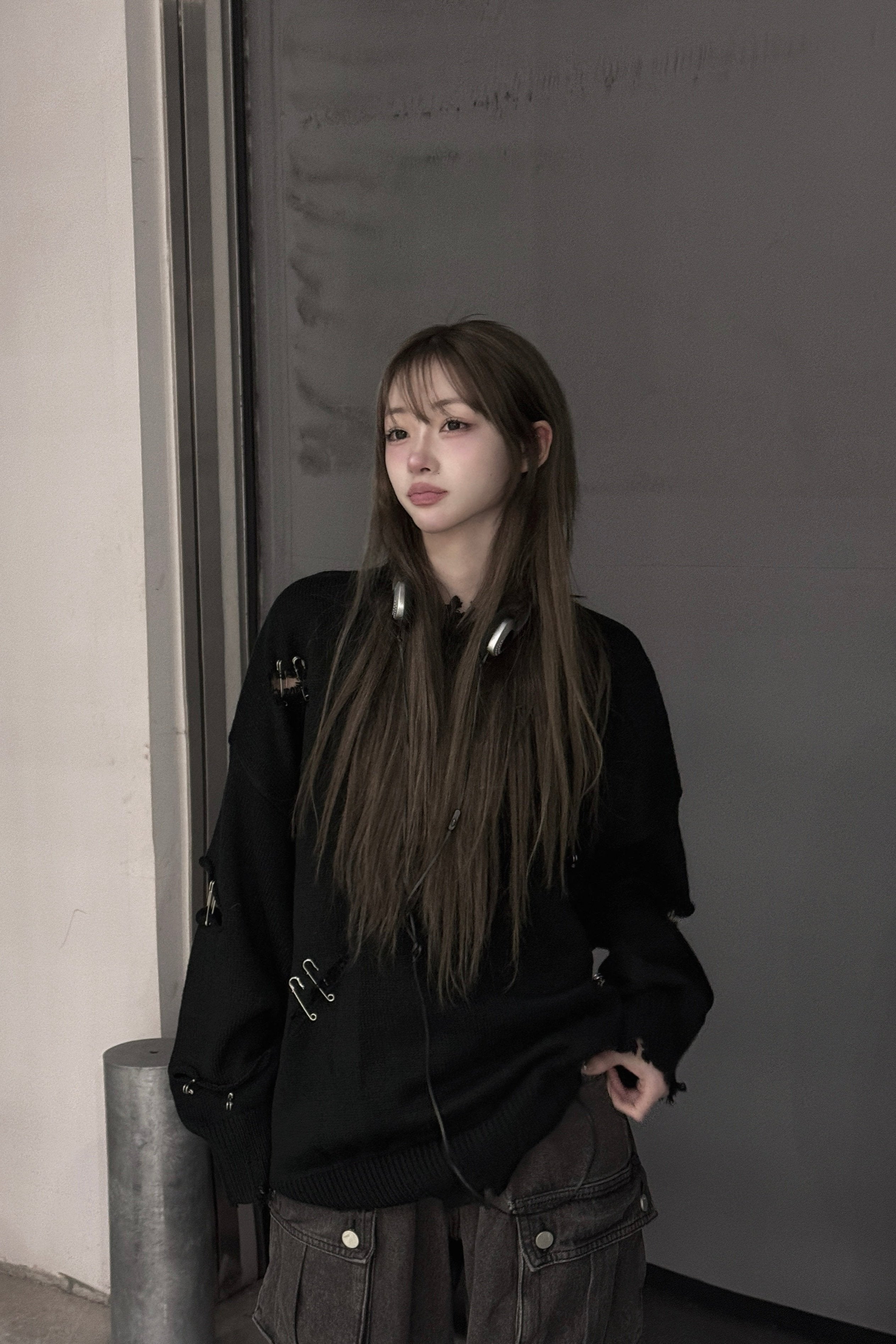 オーバーサイズダメージピンニット KSG20680