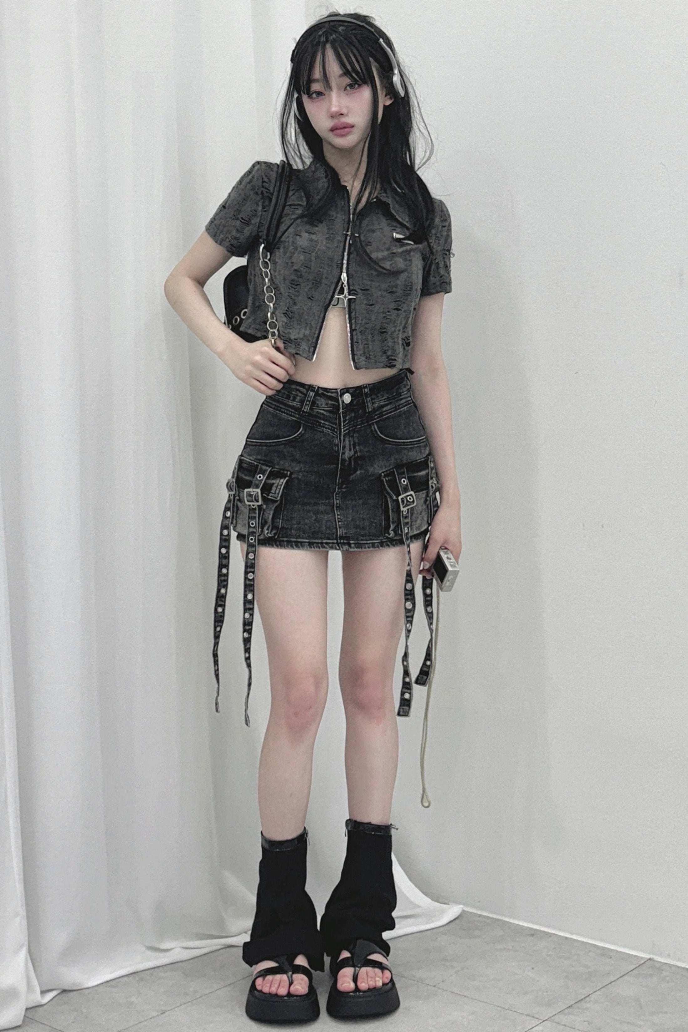 cargo long belt skirt KSG20631