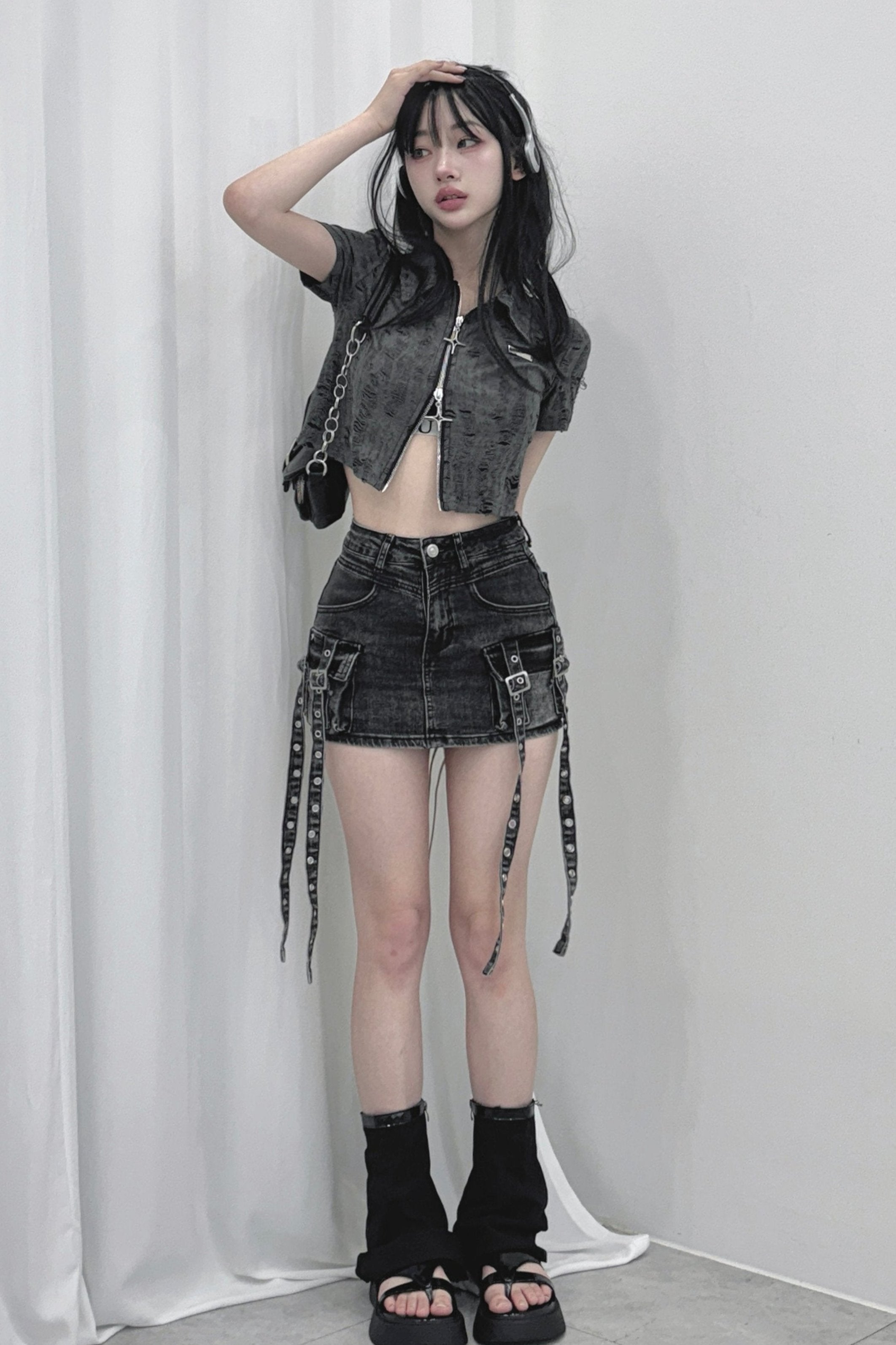 cargo long belt skirt KSG20631