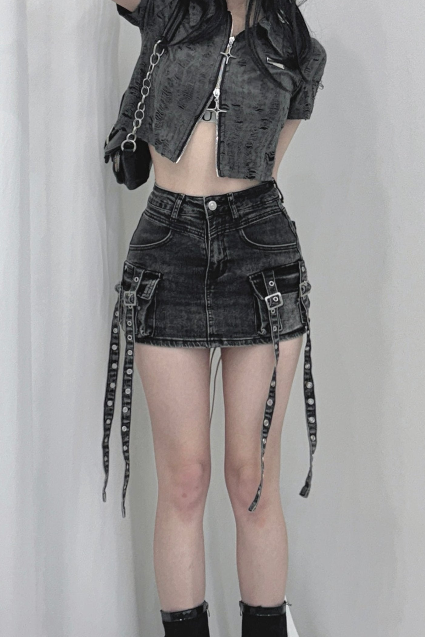 cargo long belt skirt KSG20631