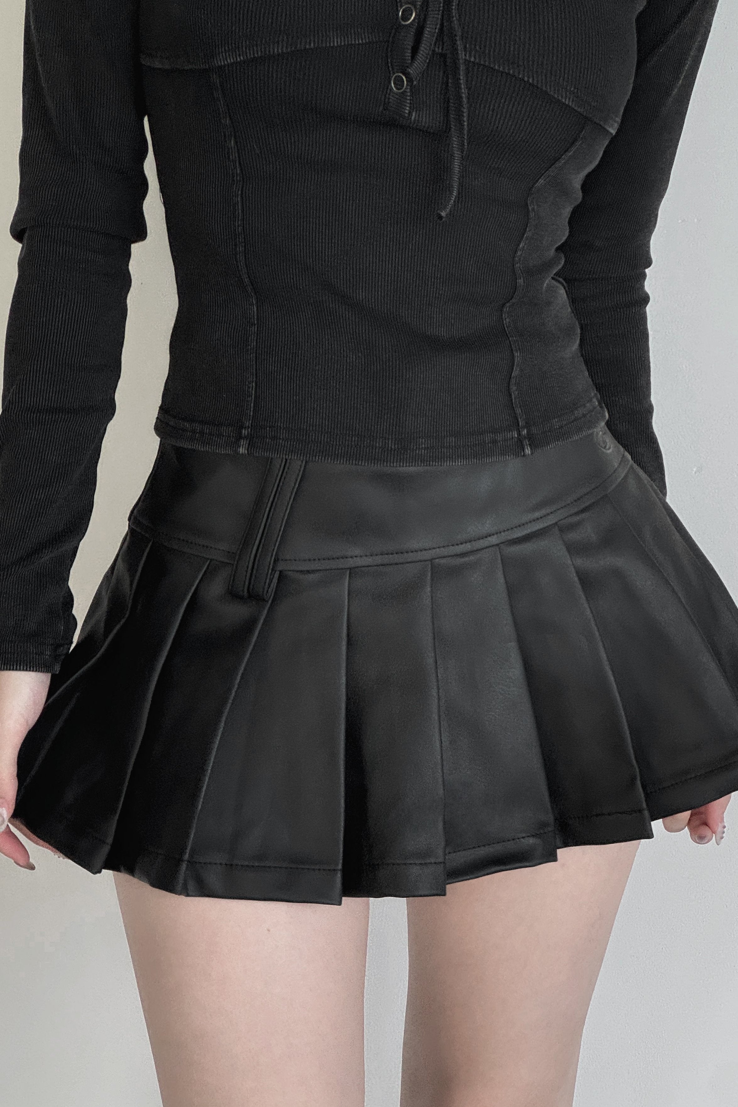 レザージャケット+プリーツスカートセットアップ KSG30003