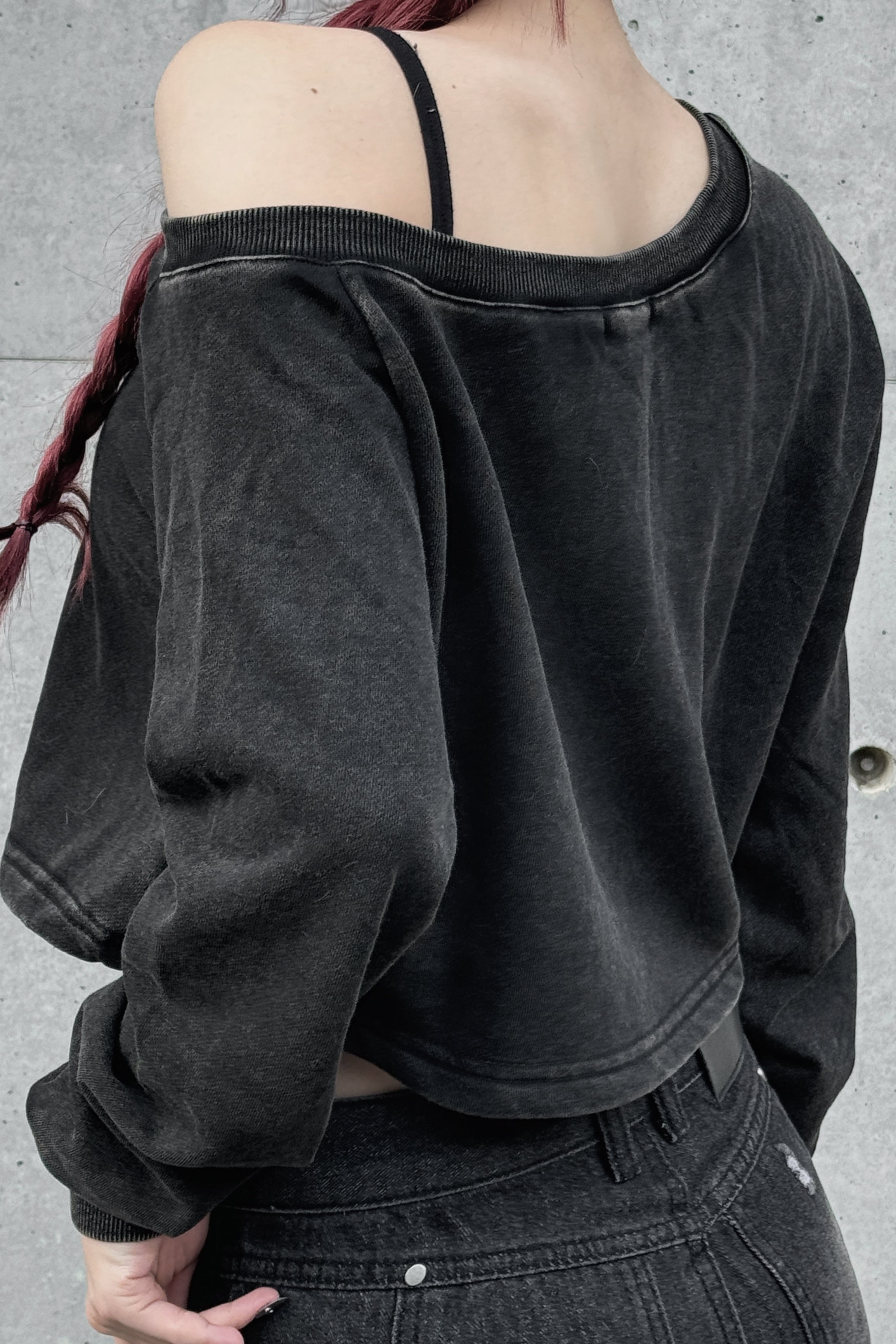 ワンショルダーフロントデザインロングTシャツ KSG20614