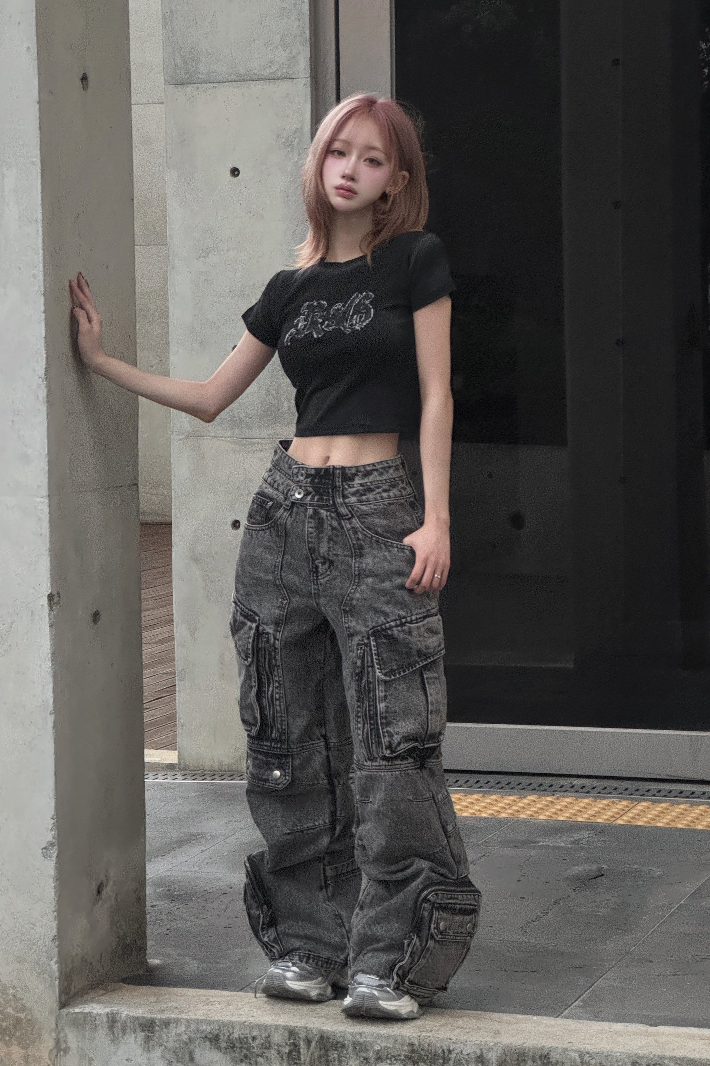 ダメージロゴクロップドTシャツ KSG20932