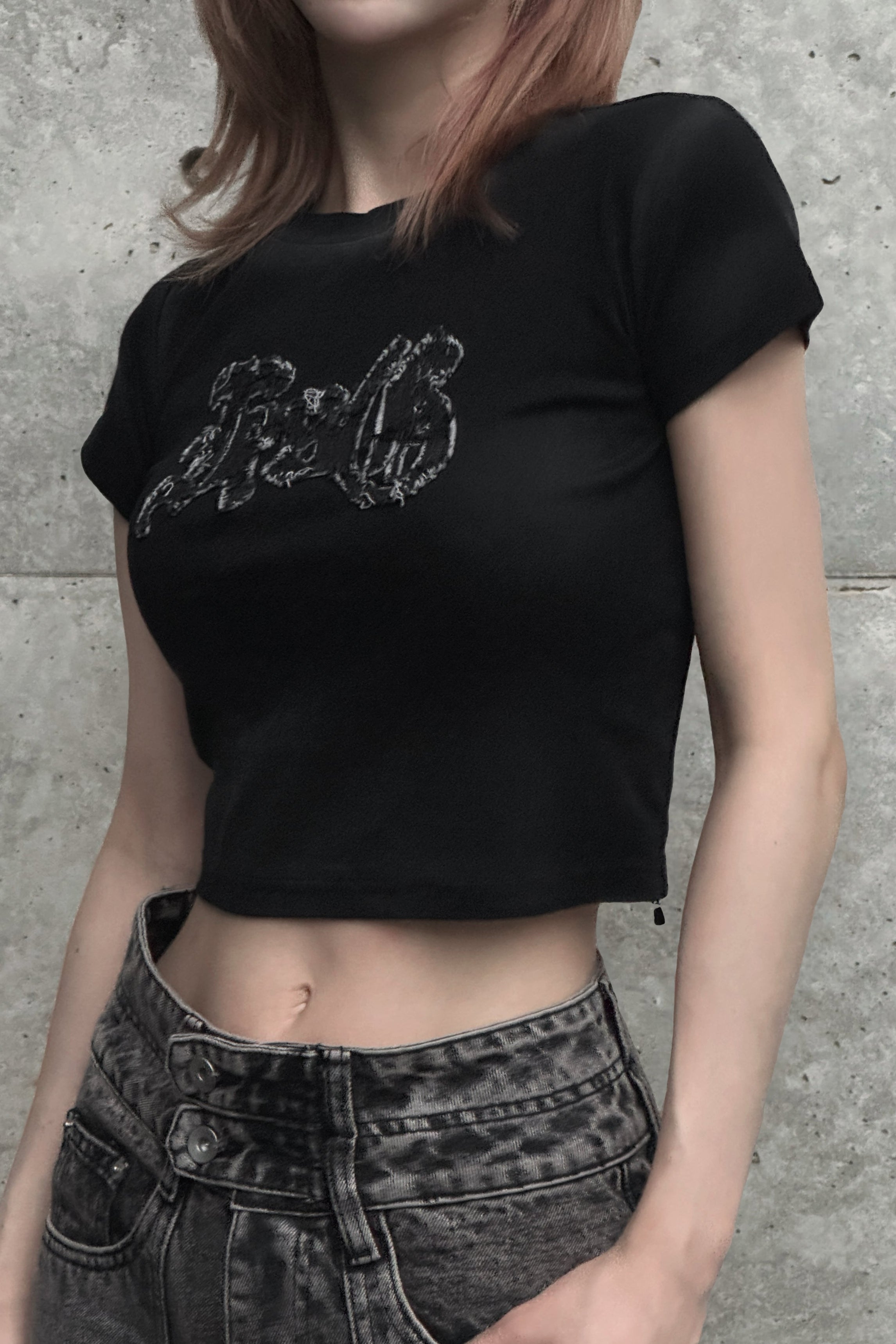 ダメージロゴクロップドTシャツ KSG20932